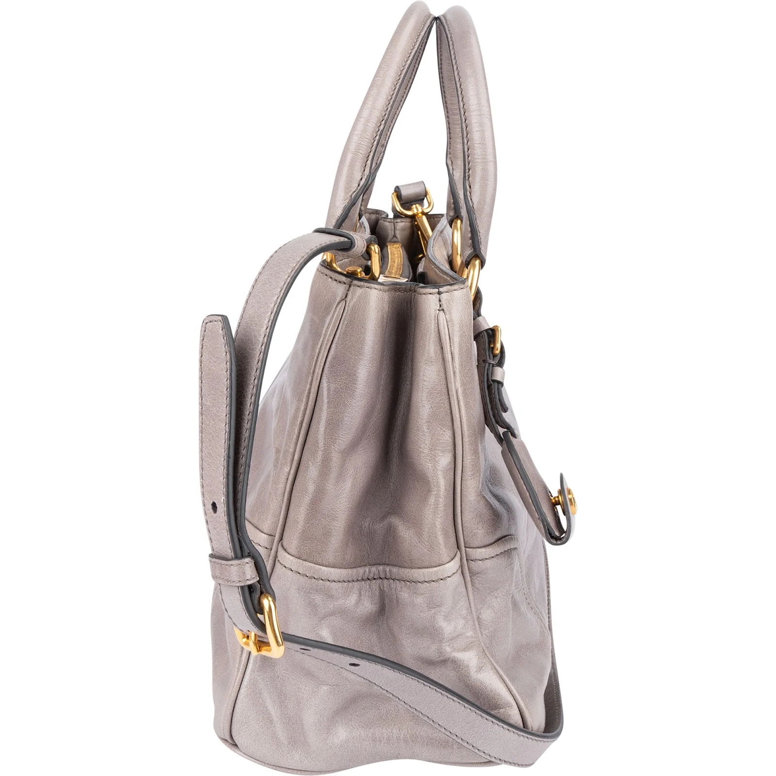 Miu Miu Grey Vitello Lux Handbag