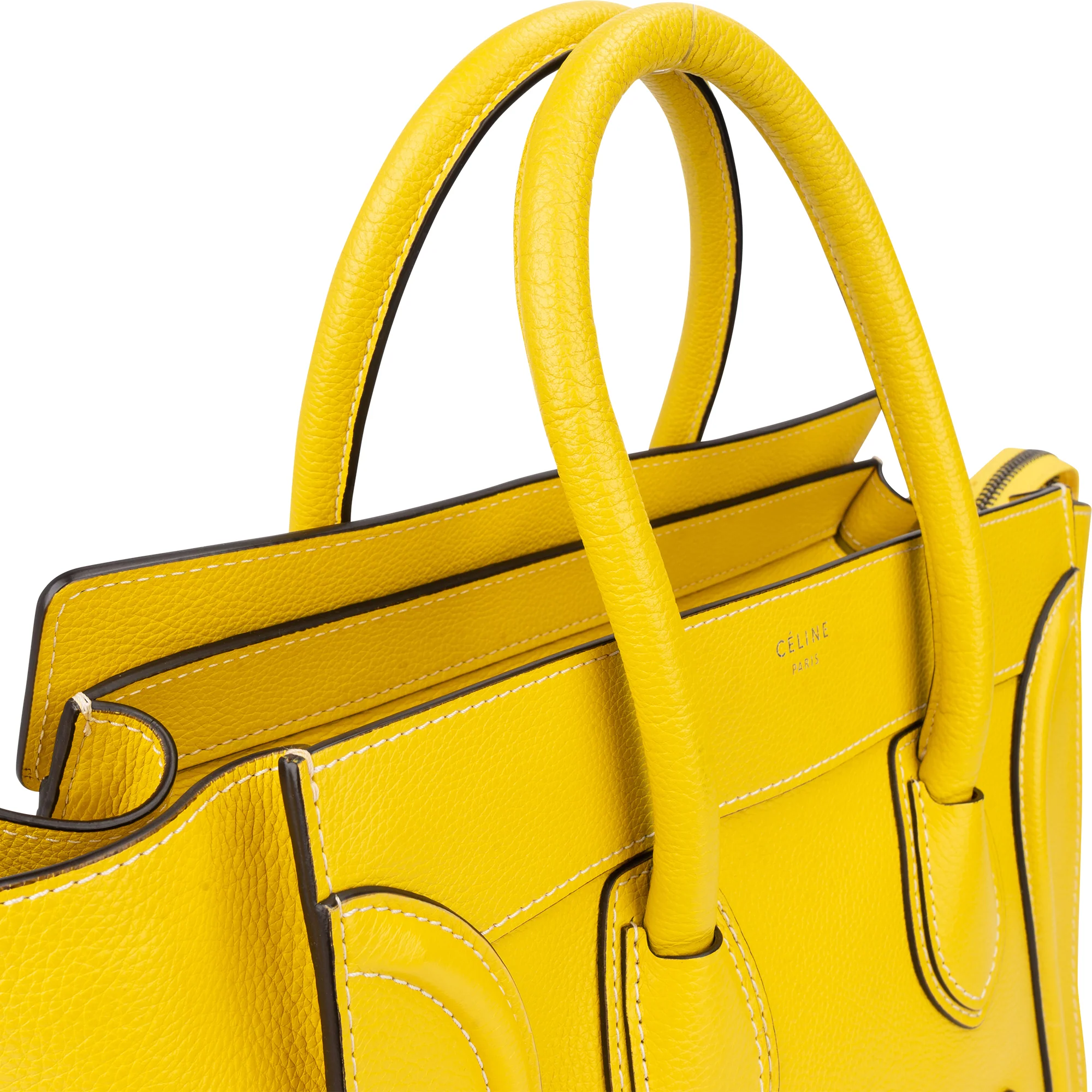 Celine Yellow Leather Luggage Handbag