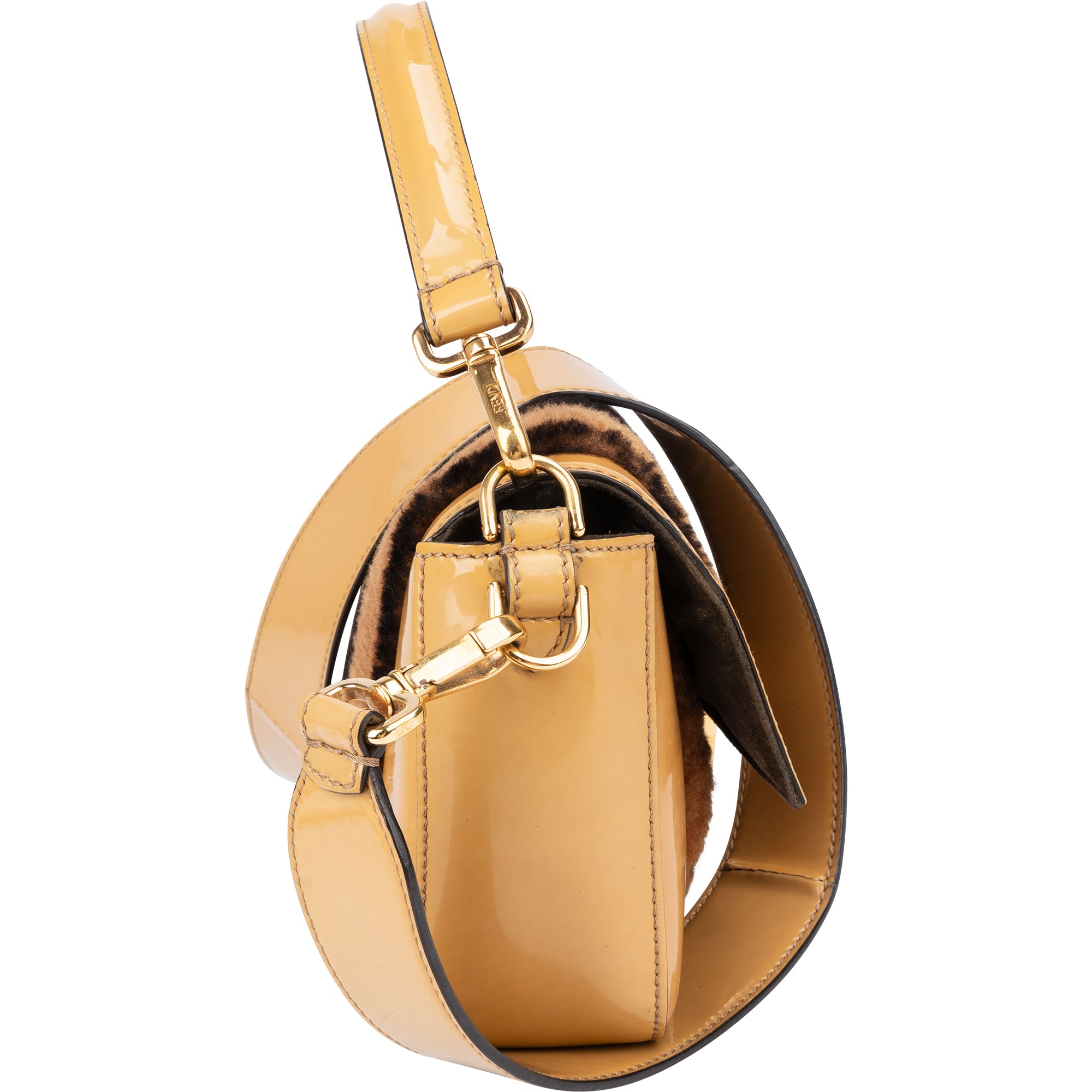 Fendi Shearling Baguette Buckle Handbag