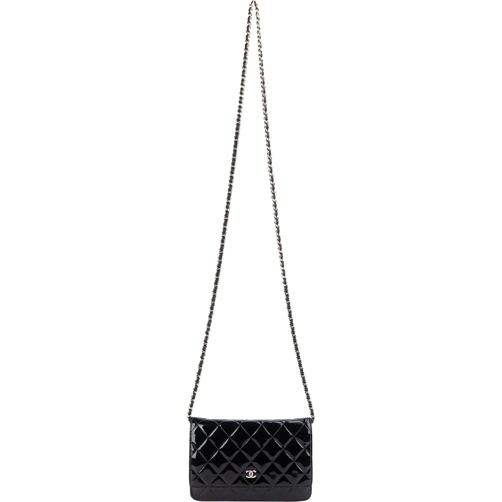 Chanel Quilted Patent Leather Wallet on Chain Crossbody Bag