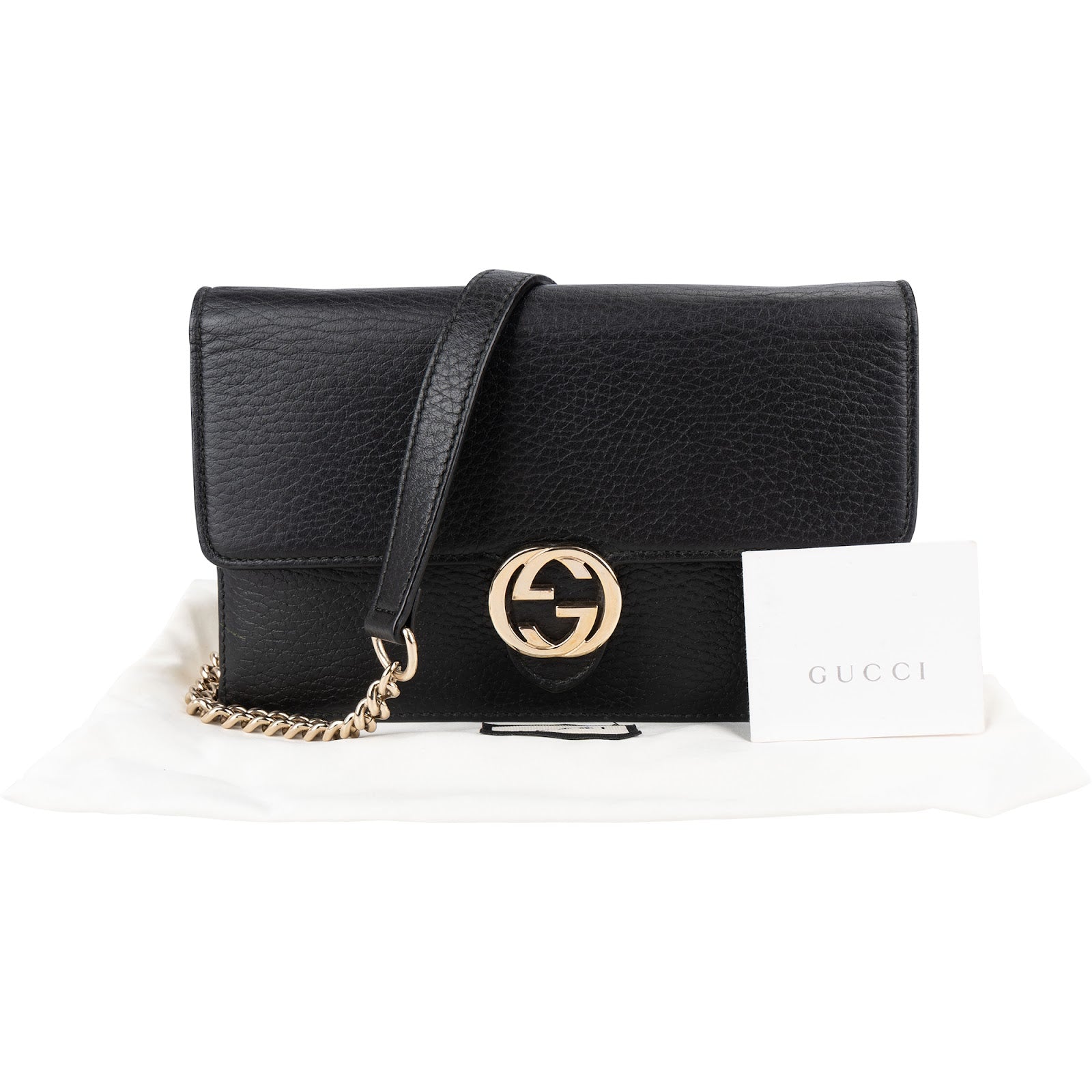 Gucci Leather Interlocking GG Wallet On Chain