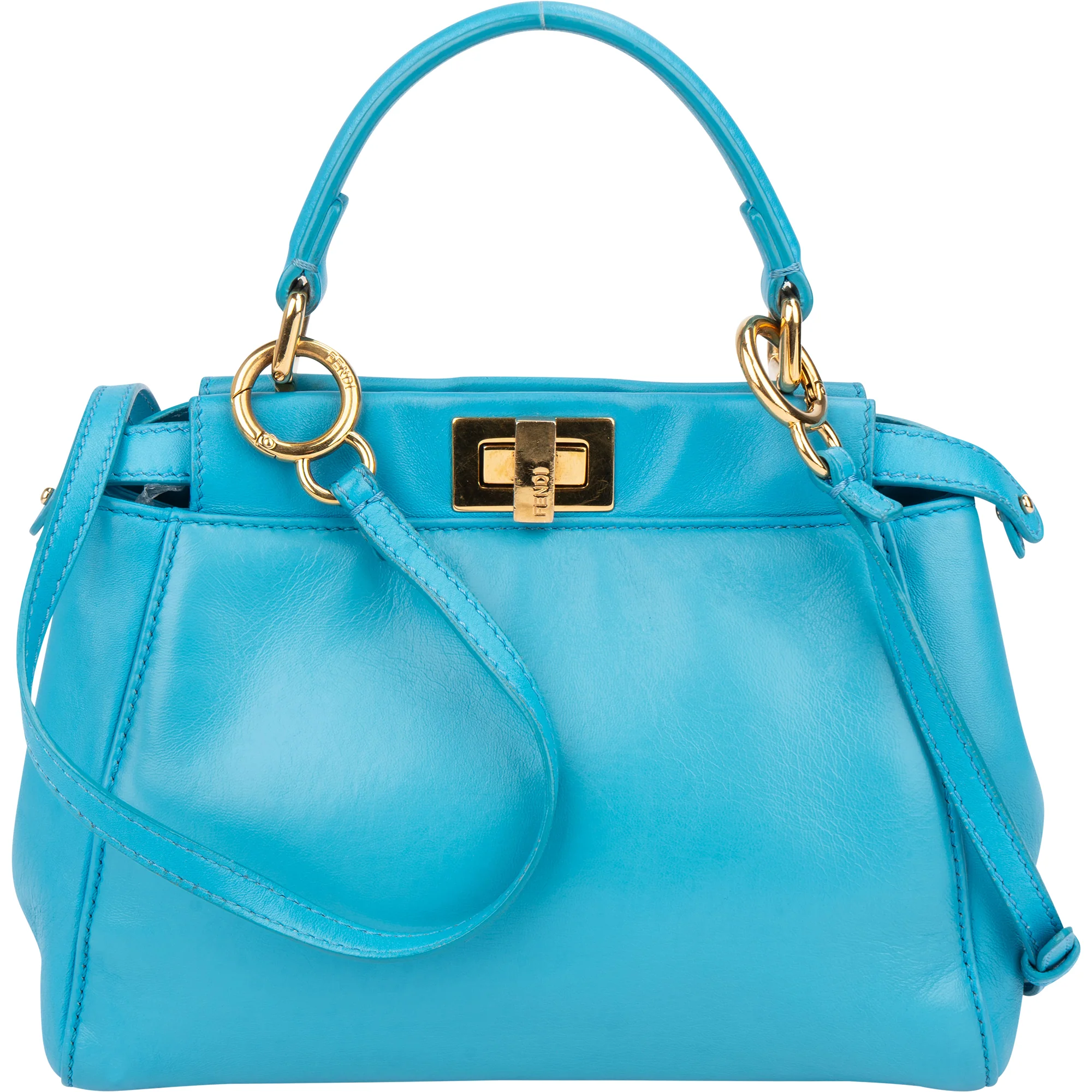 Fendi Blue Leather Peekaboo Handbag