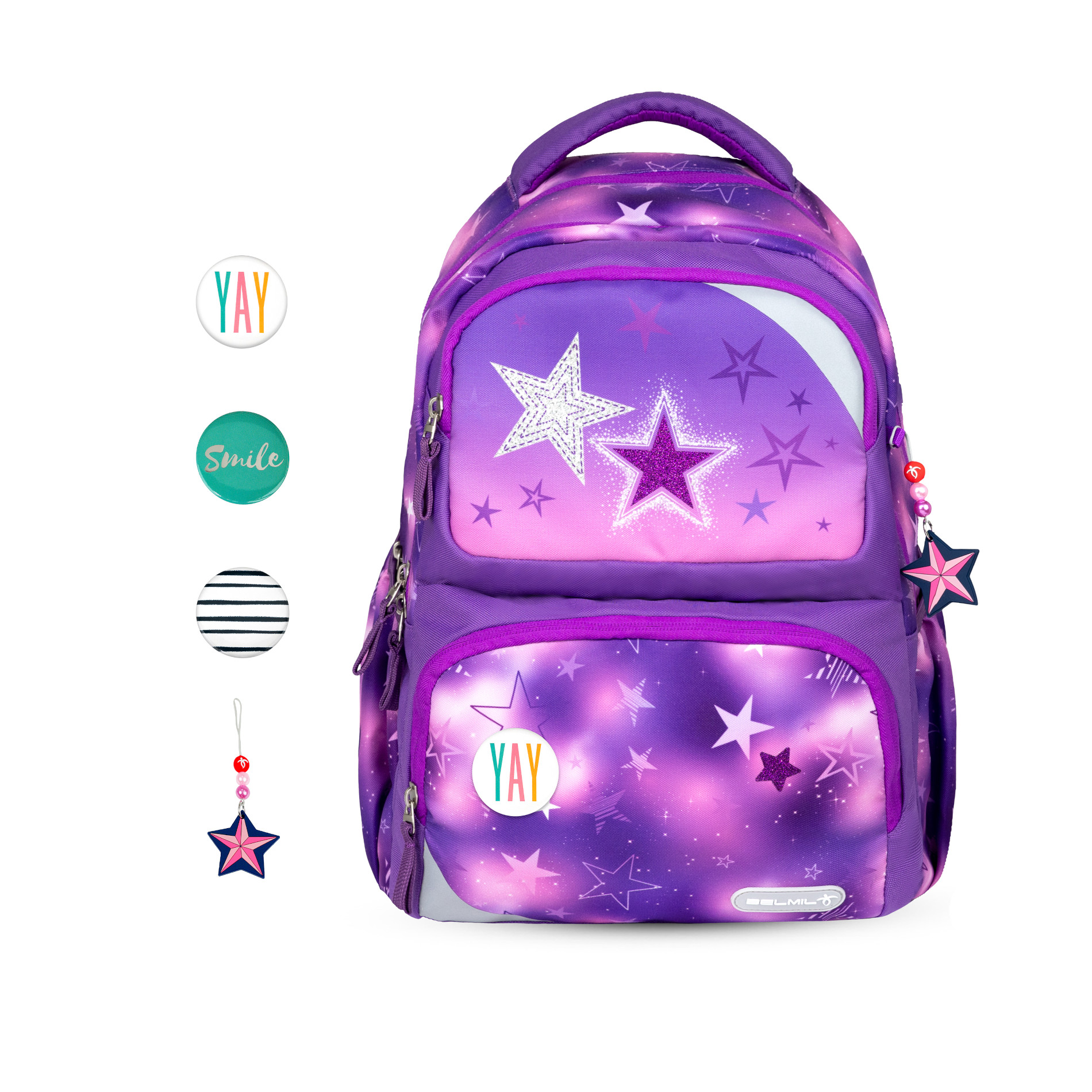 Maxi Pack Schulrucksack mit Brustgurt 2tlg. Set - "Stars"