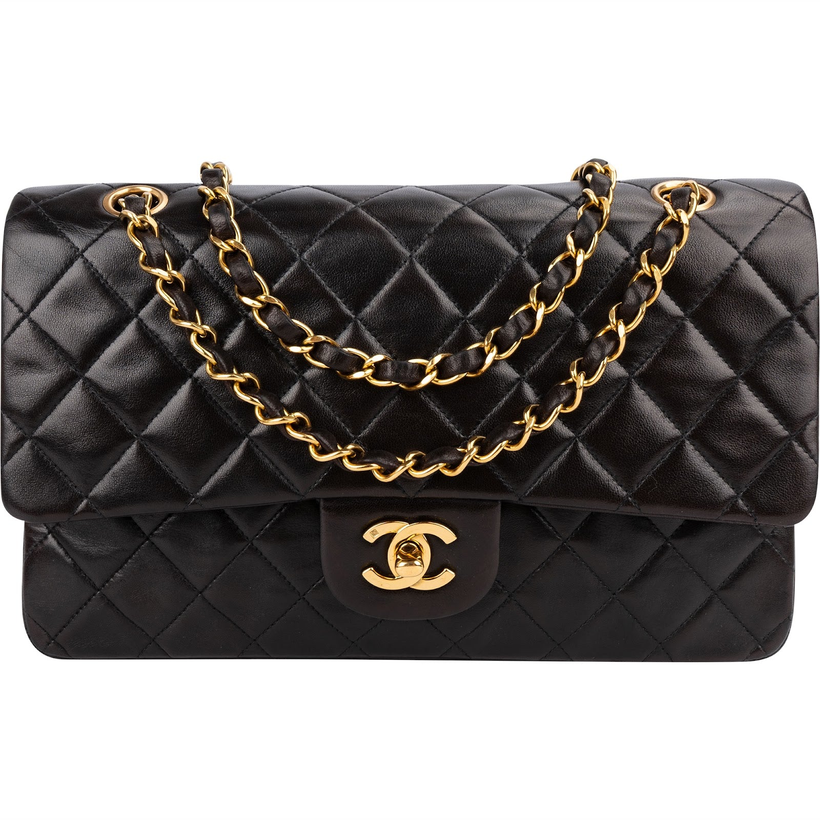 Chanel Quilted Lambskin 24K Gold Double Flap Shoulder Bag