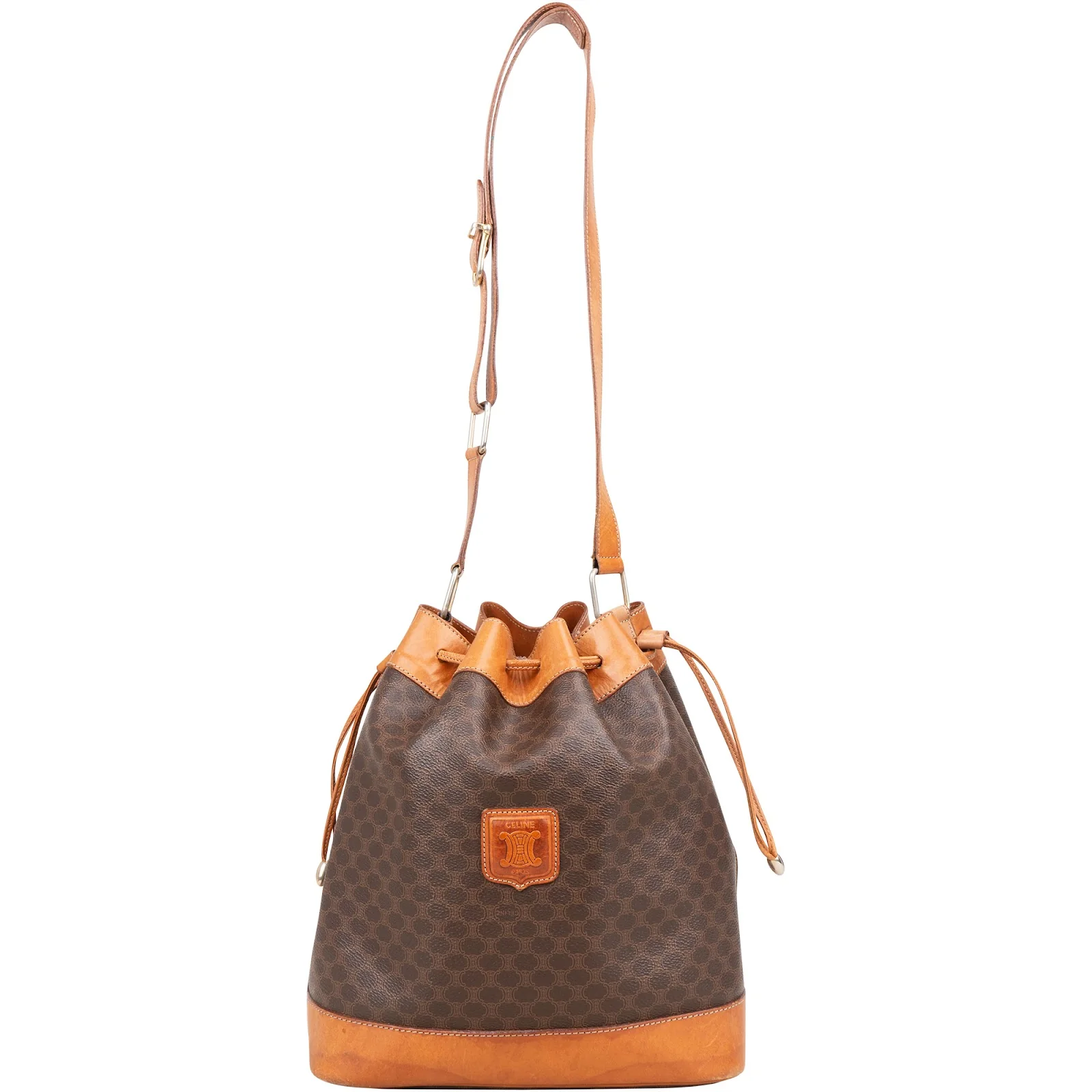 Celine Macadam Canvas Drawstring Bucket Shoulder Bag