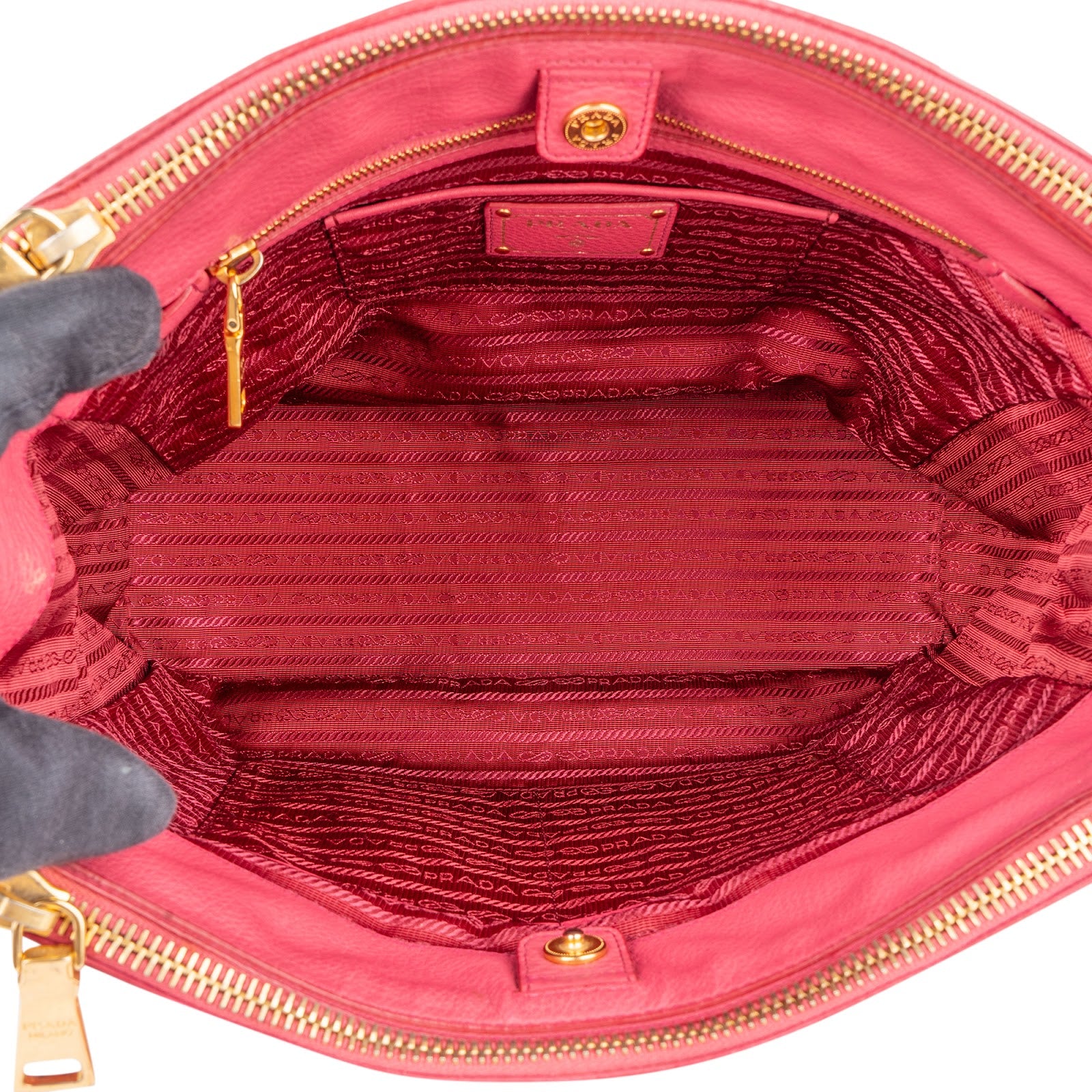 Prada Pink Leather Galleria Double Zip Tote Handbag