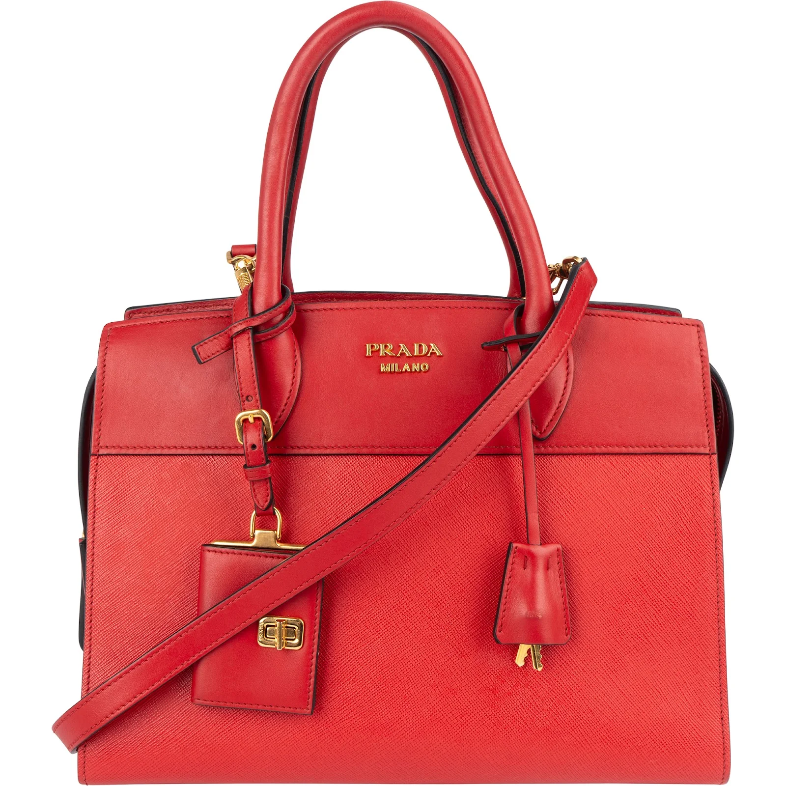 Prada Red Saffiano Leather Esplanade Handbag
