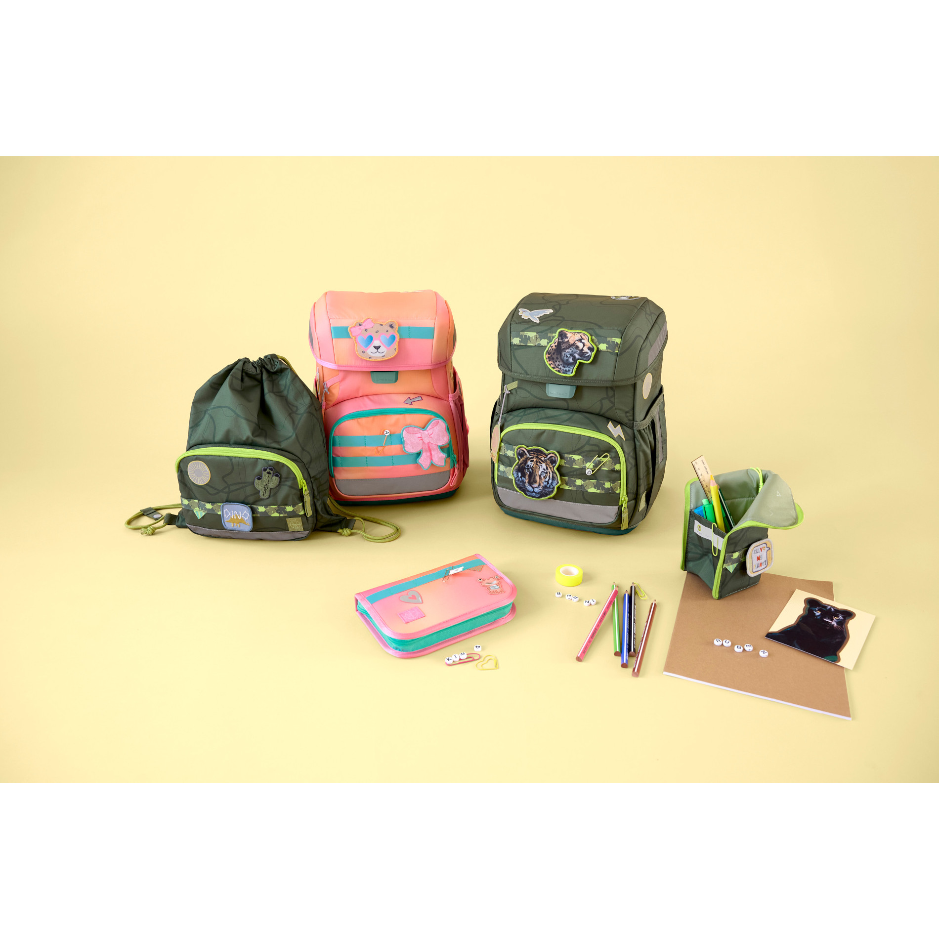 School Set Light Unique Schulranzenset 5tlg. - Jungle green