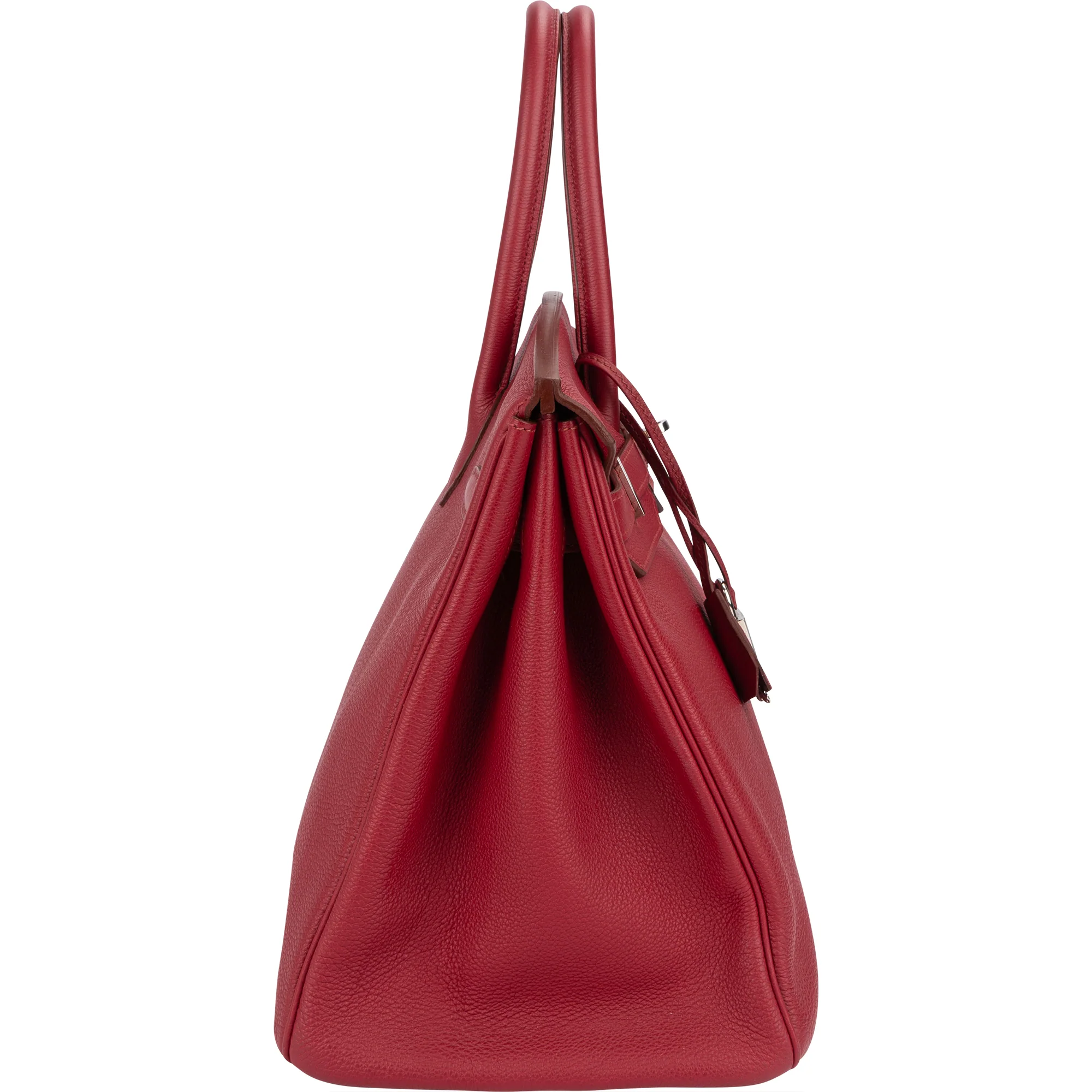 Hermès Clemence Leather Palladium Rouge H Birkin 35 Handbag