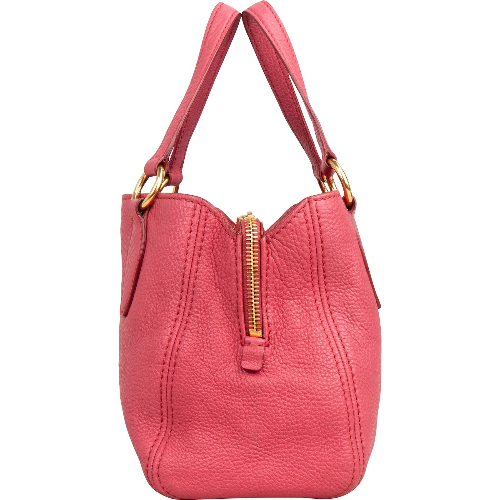 Miu Miu Vitello Pink Grained Leather Tote Handbag