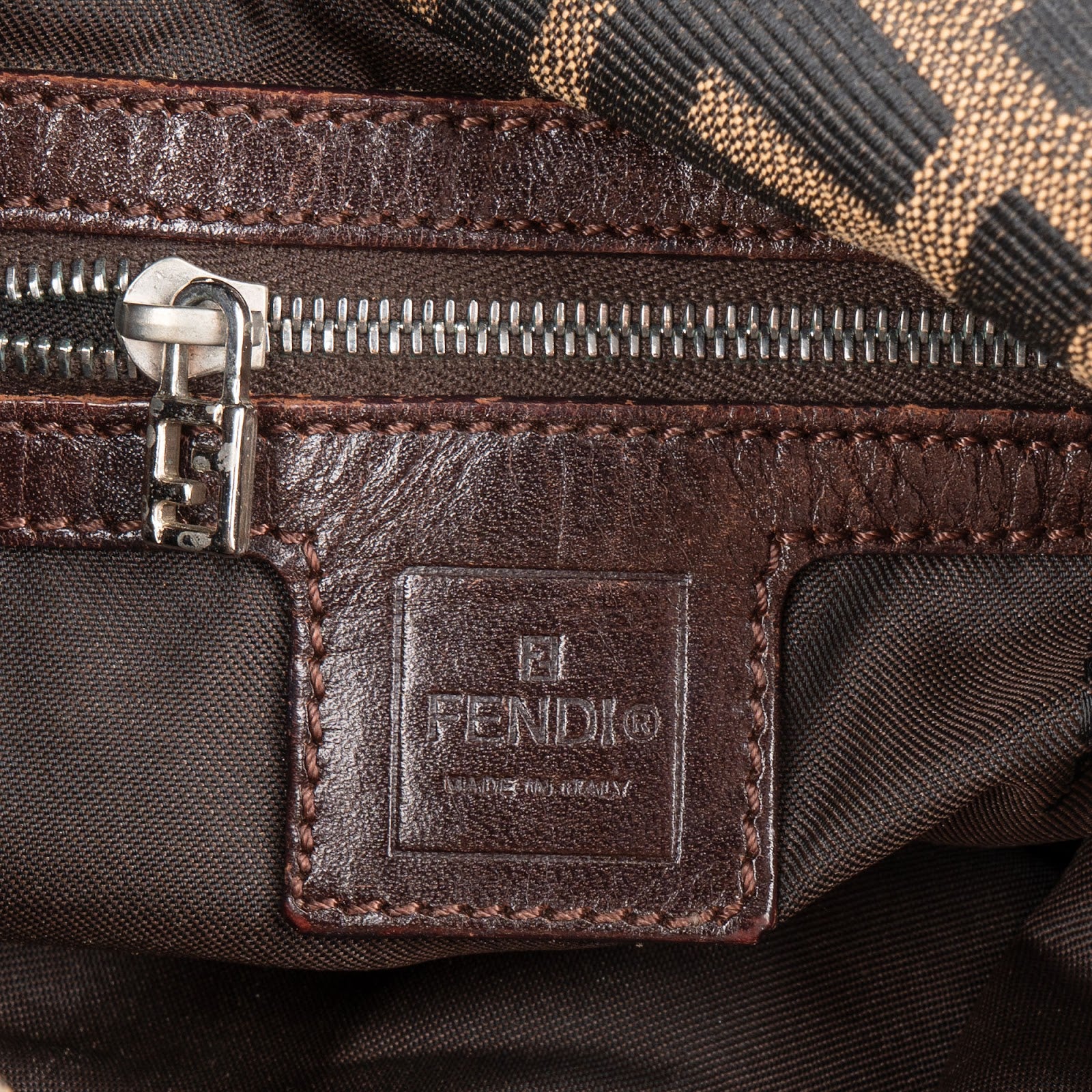 Fendi Monogram Zucca Canvas Mamma Baguette Shoulder Bag