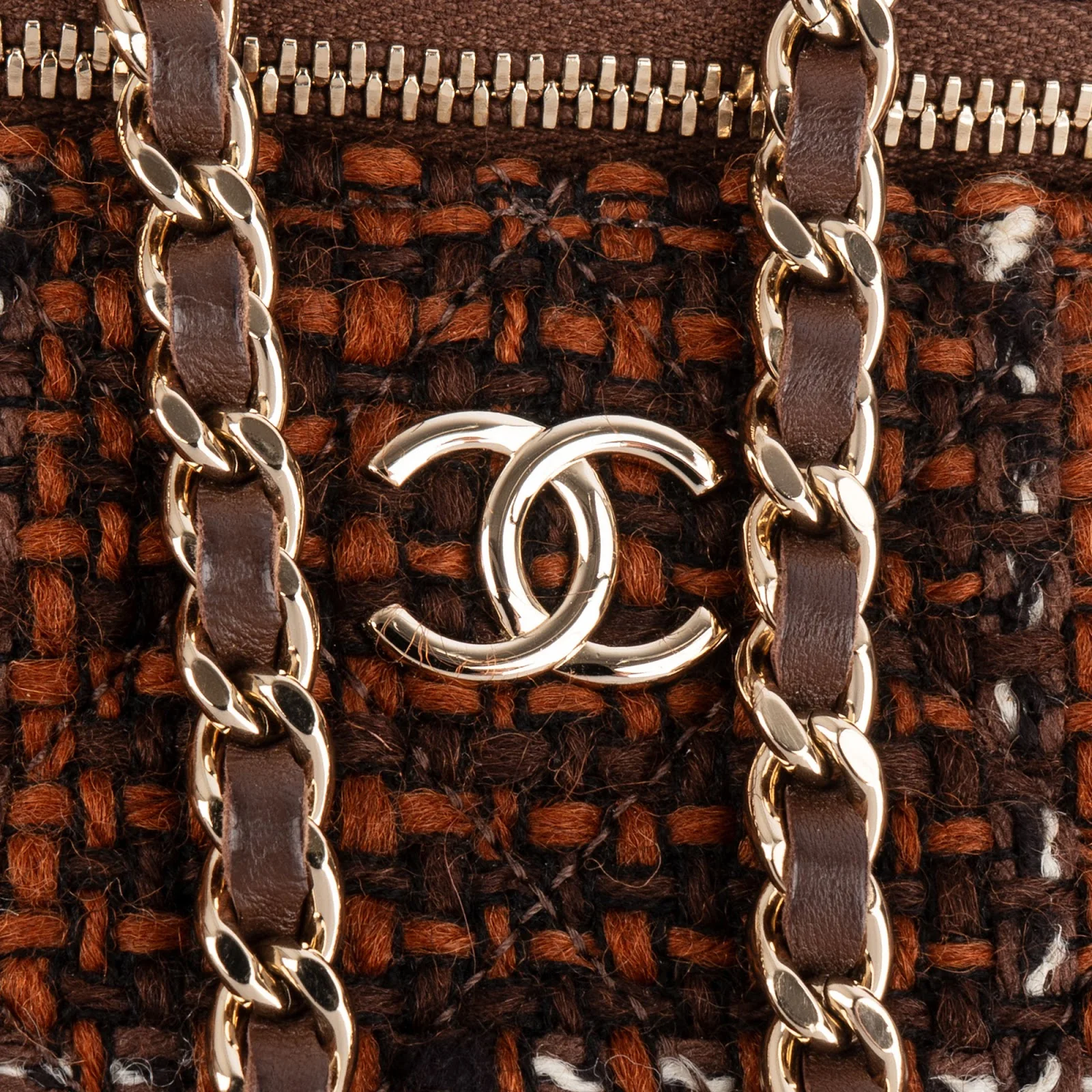Chanel Stitching Tweed Vanity Case Crossbody Bag