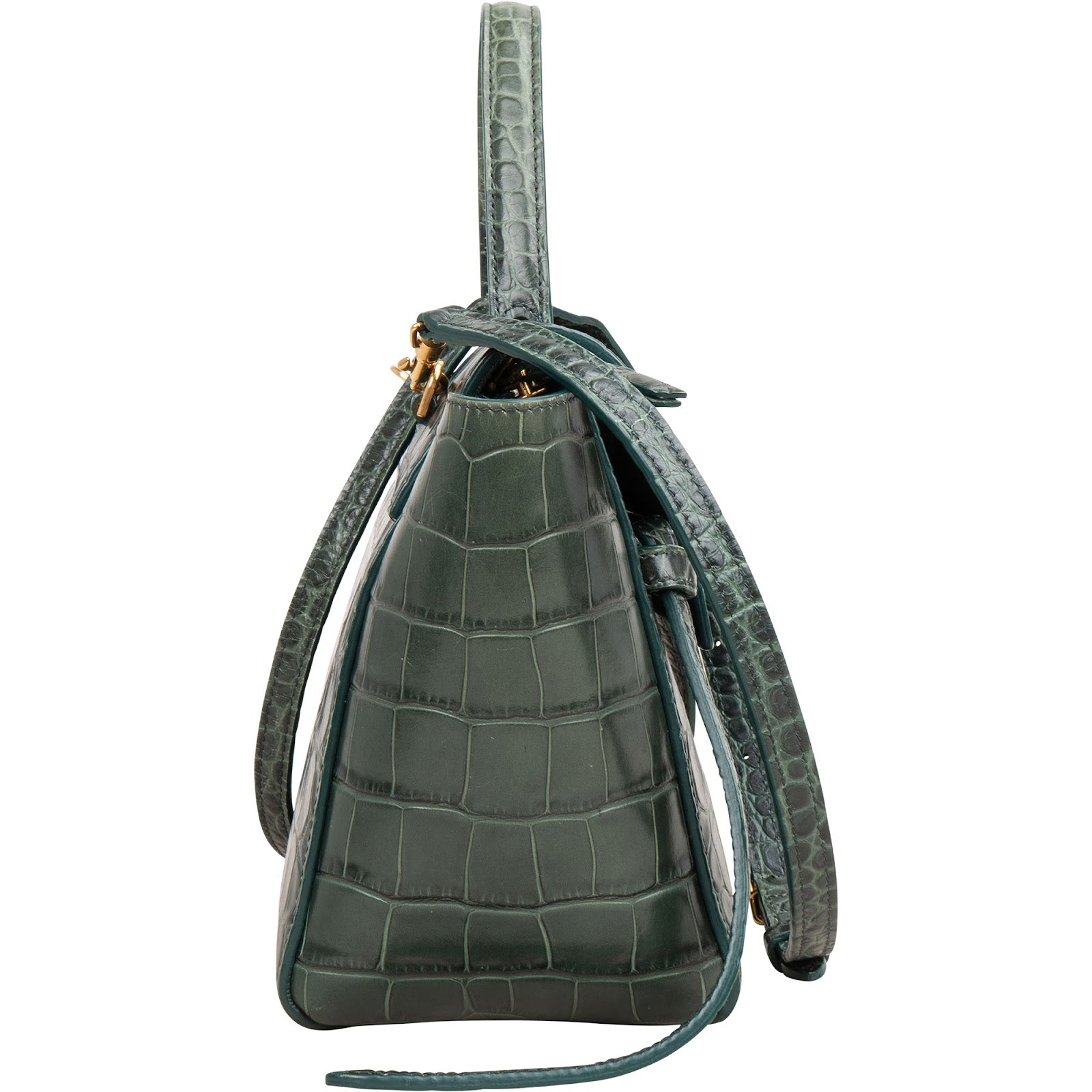 Celine Dark Green Crocodile Embossed Belt Nano Handbag