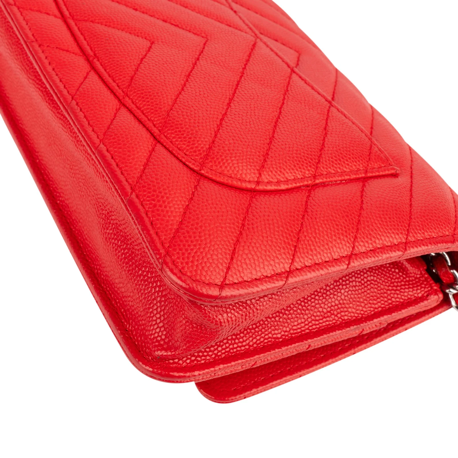 Chanel Chevron Caviar Leather Wallet On Chain Crossbody Bag