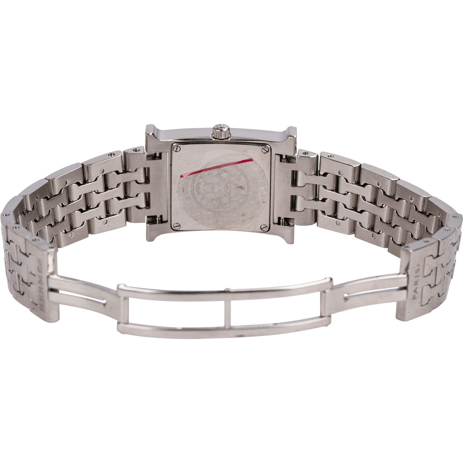 Hermès Silver Tone Heure H PM Diamond HH1.230 Damen Armbanduhr