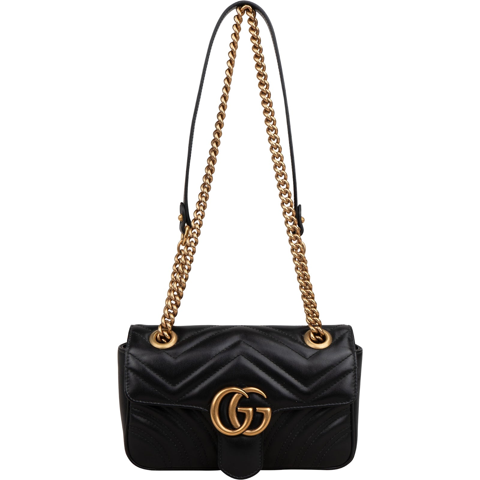 Gucci Chevron Matelassé Leather GG Marmont Small Shoulder Bag