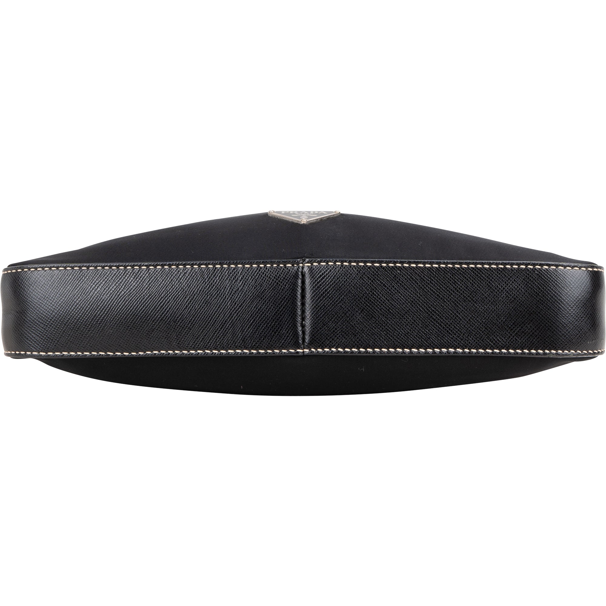 Prada Nylon Black Saffiano Leather Triangle Handbag