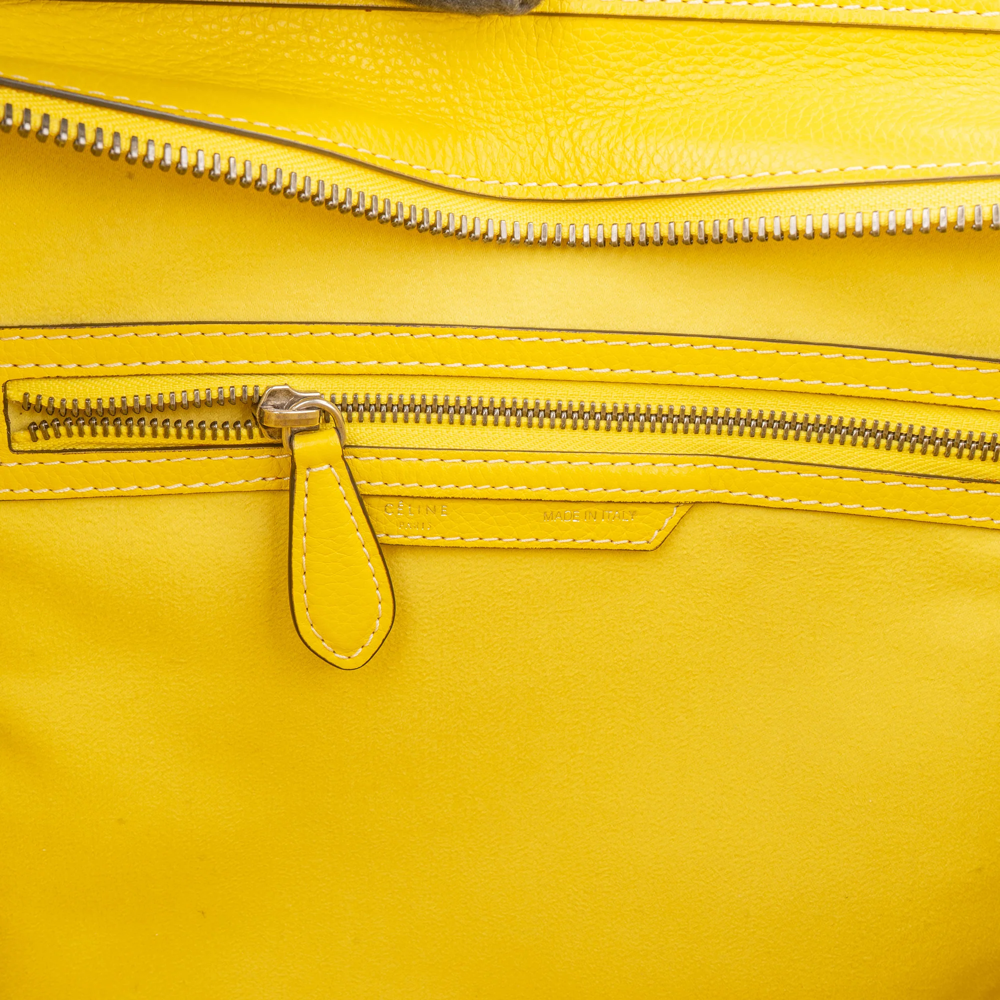 Celine Yellow Leather Luggage Handbag