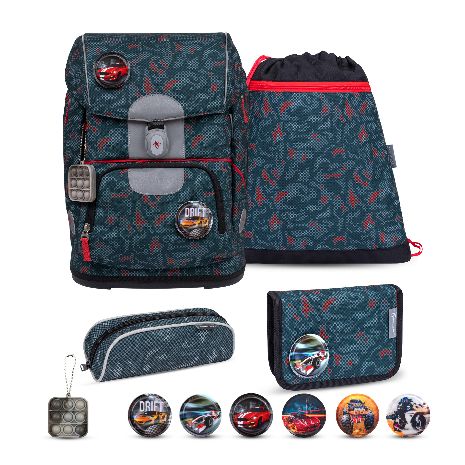 Motion ergonomisches Schulranzenset 5tlg. - "Red Dots"