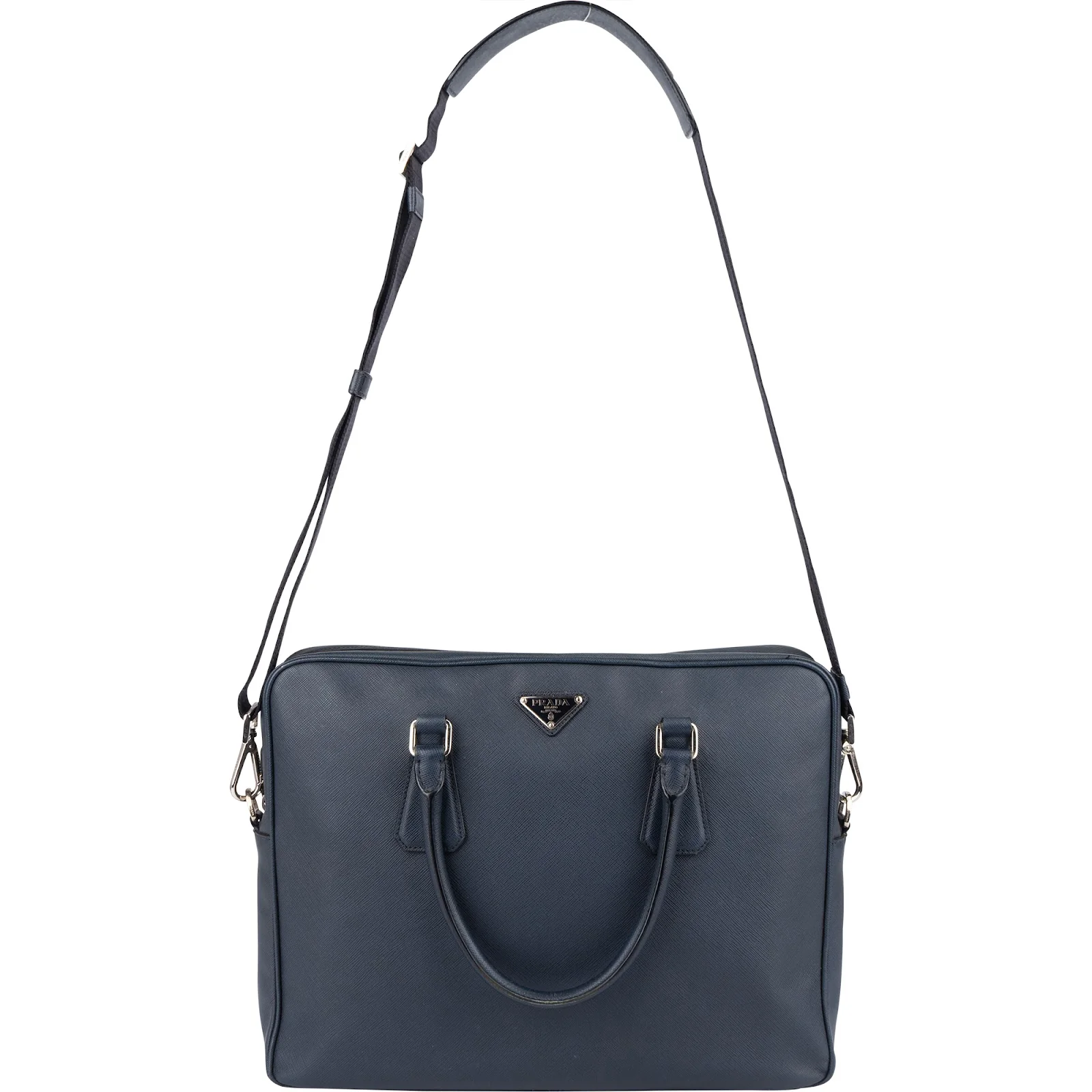 Prada Bleu Saffiano Leather Notebook Tasche