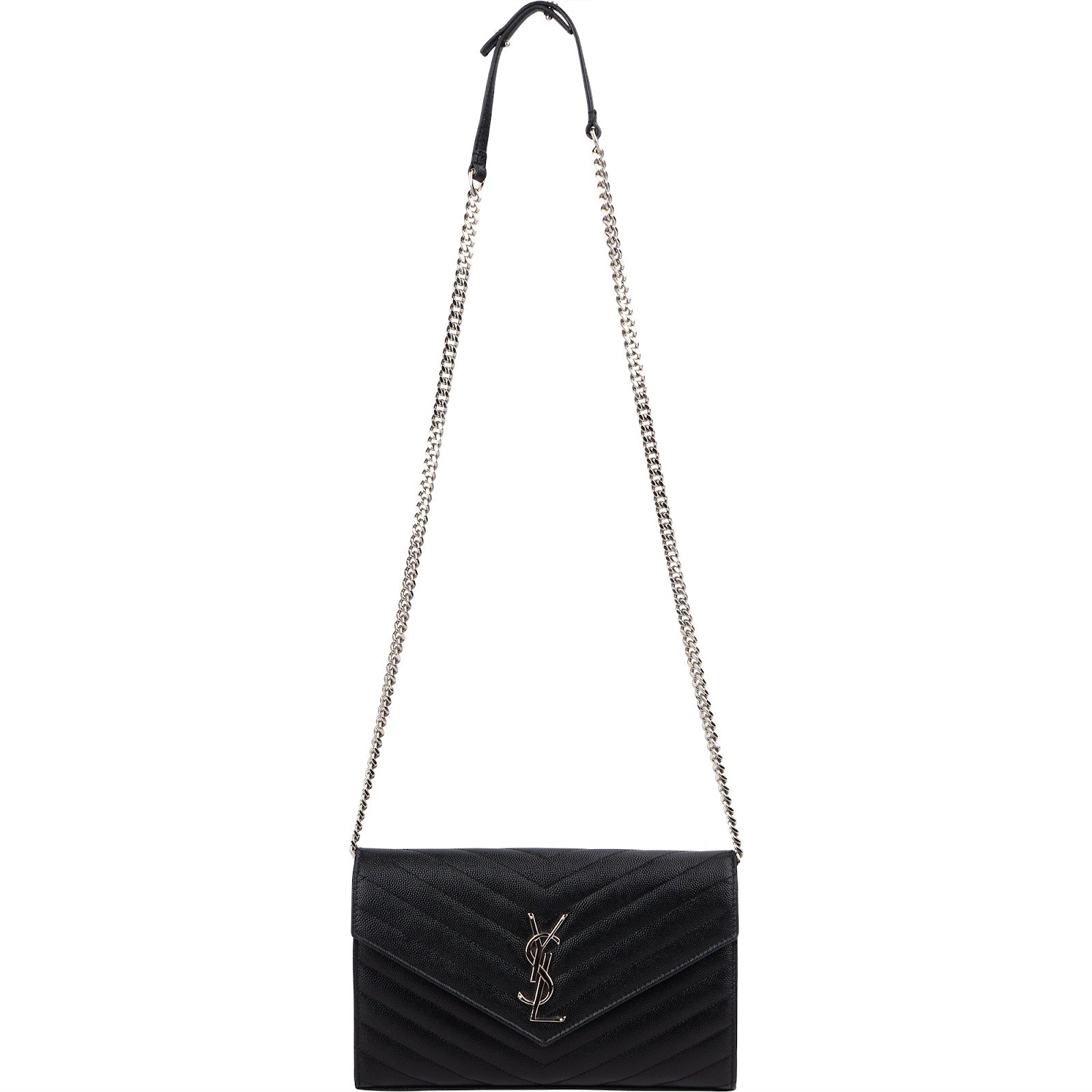 Yves Saint Laurent Grain de Poudre Quilted Leather Wallet On Chain
