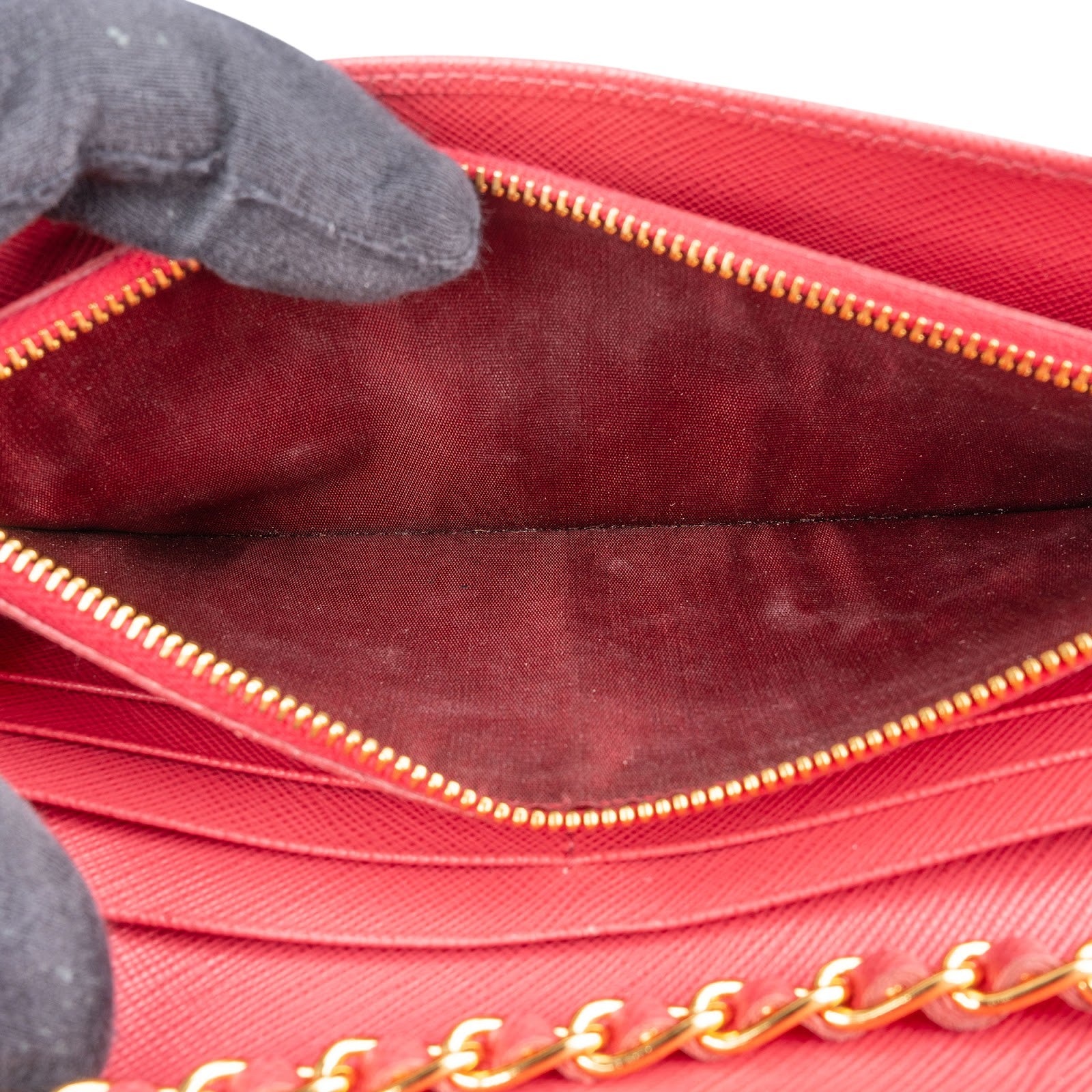 Prada Pink Saffiano Leather Wallet On Chain Crossbody Bag
