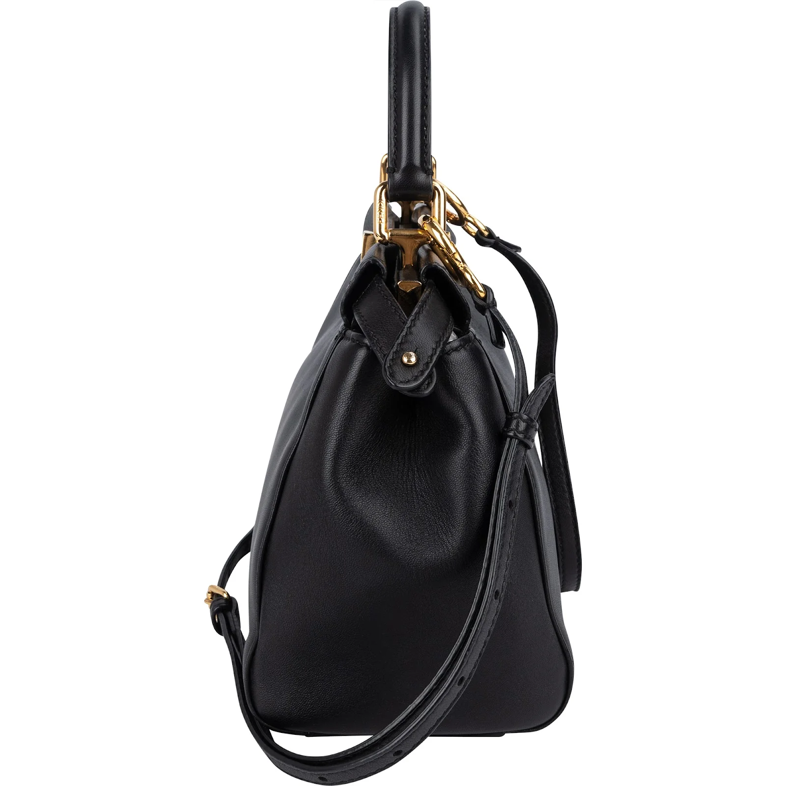 Fendi Black Leather Mini Peekaboo Handbag