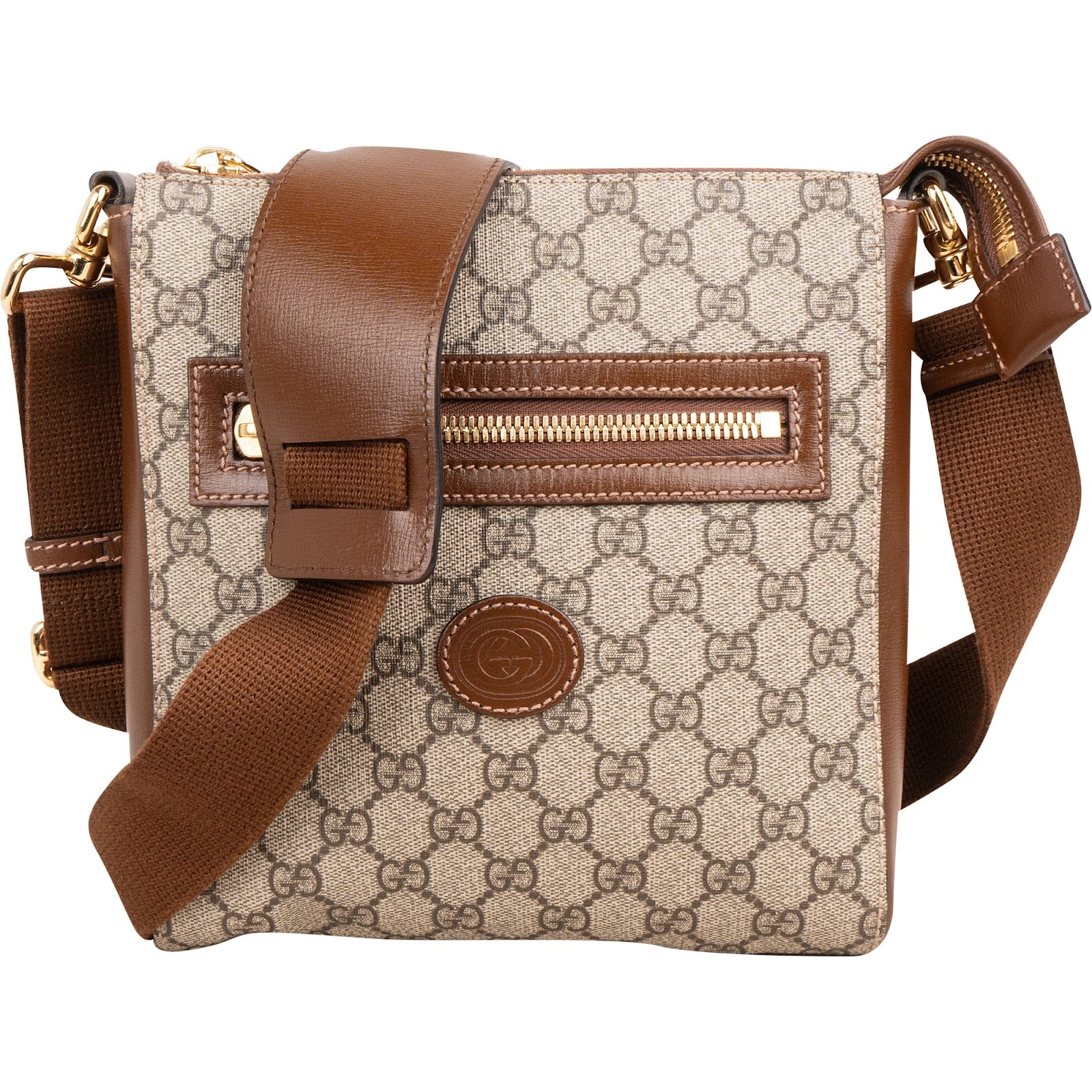 GUCCI Monogram GG Supreme Interlocking G Messenger Crossbody Bag
