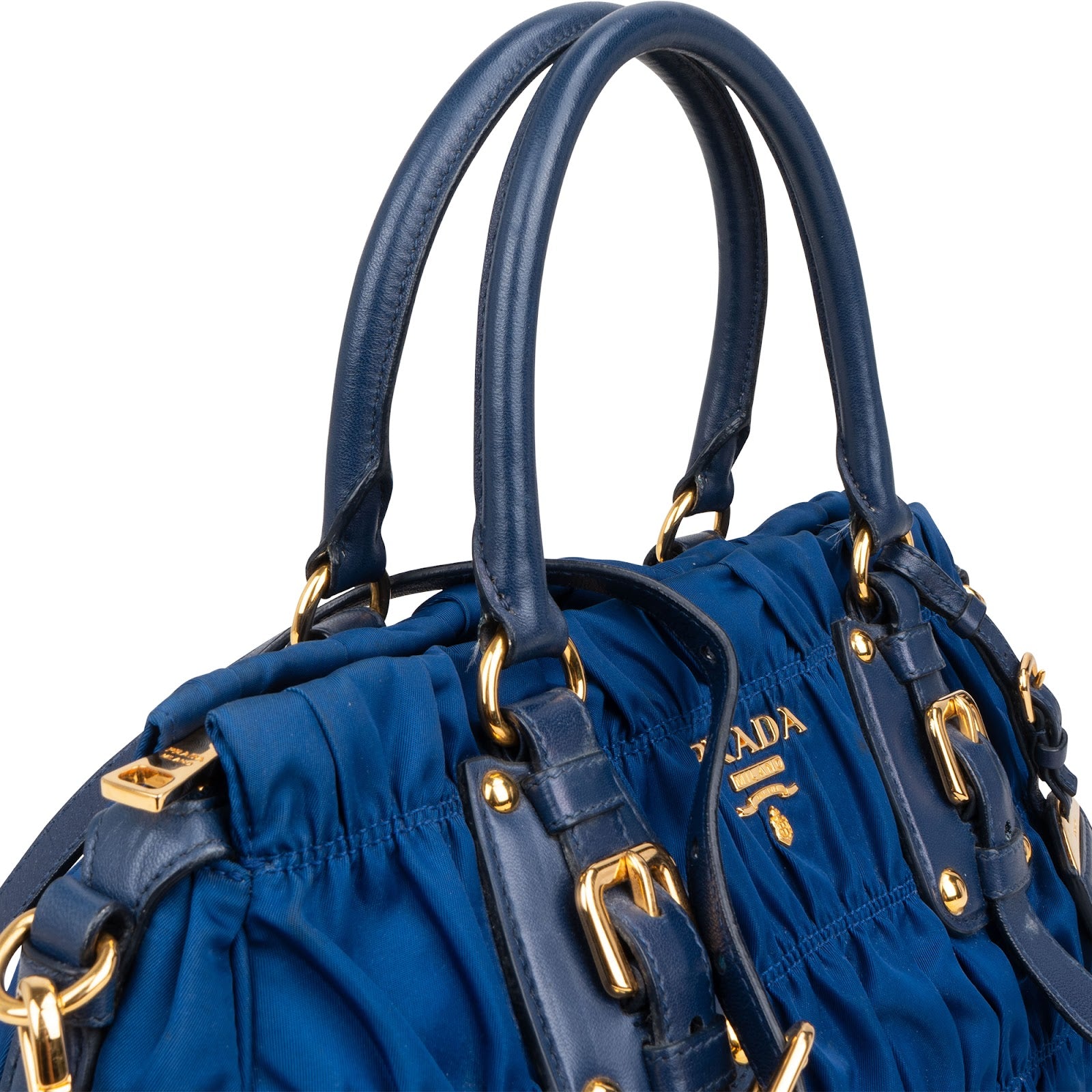 Prada Blue Tessuto Gaufre Satchel Handbag