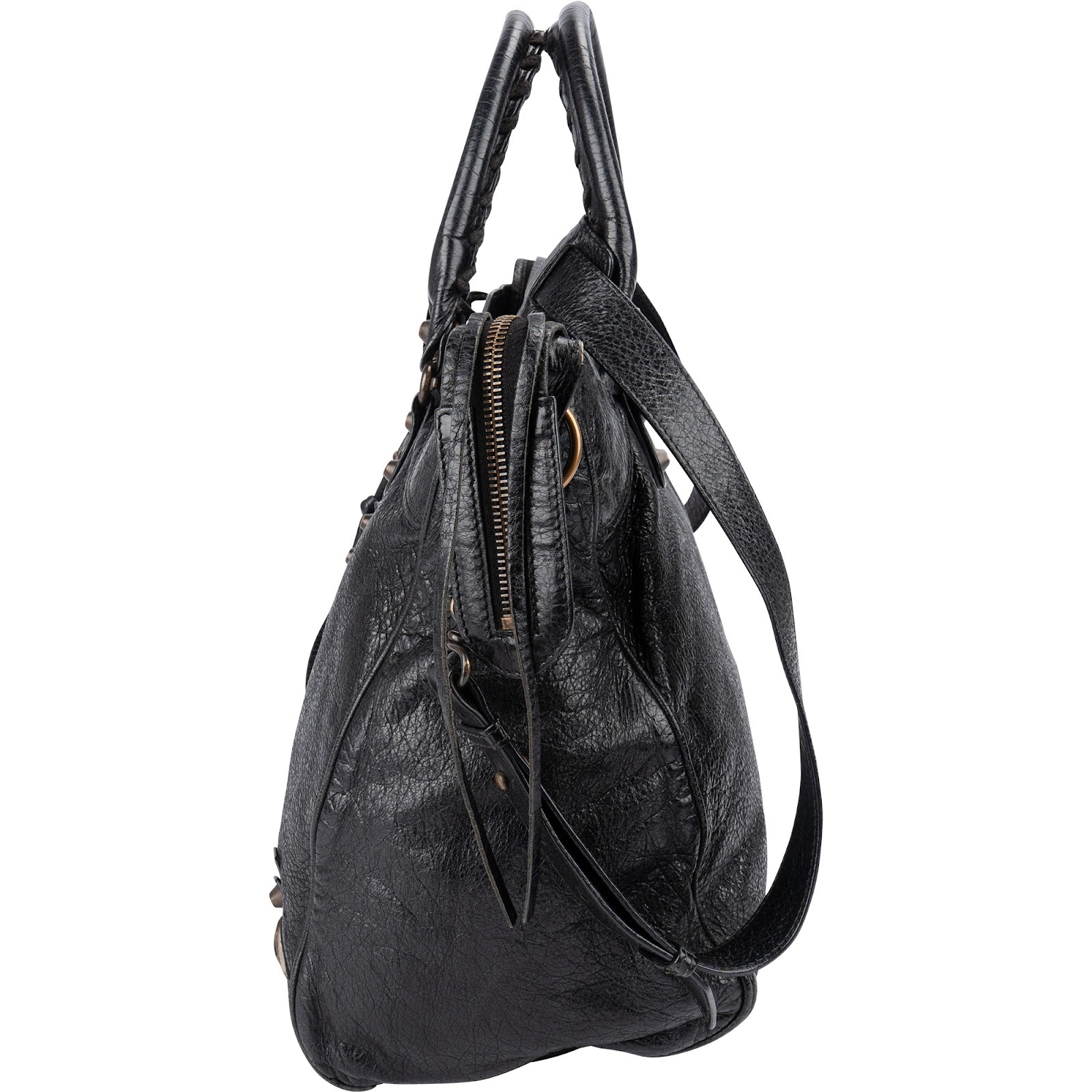 Balenciaga – czarna skórzana torba City Tote z serii Black Arena