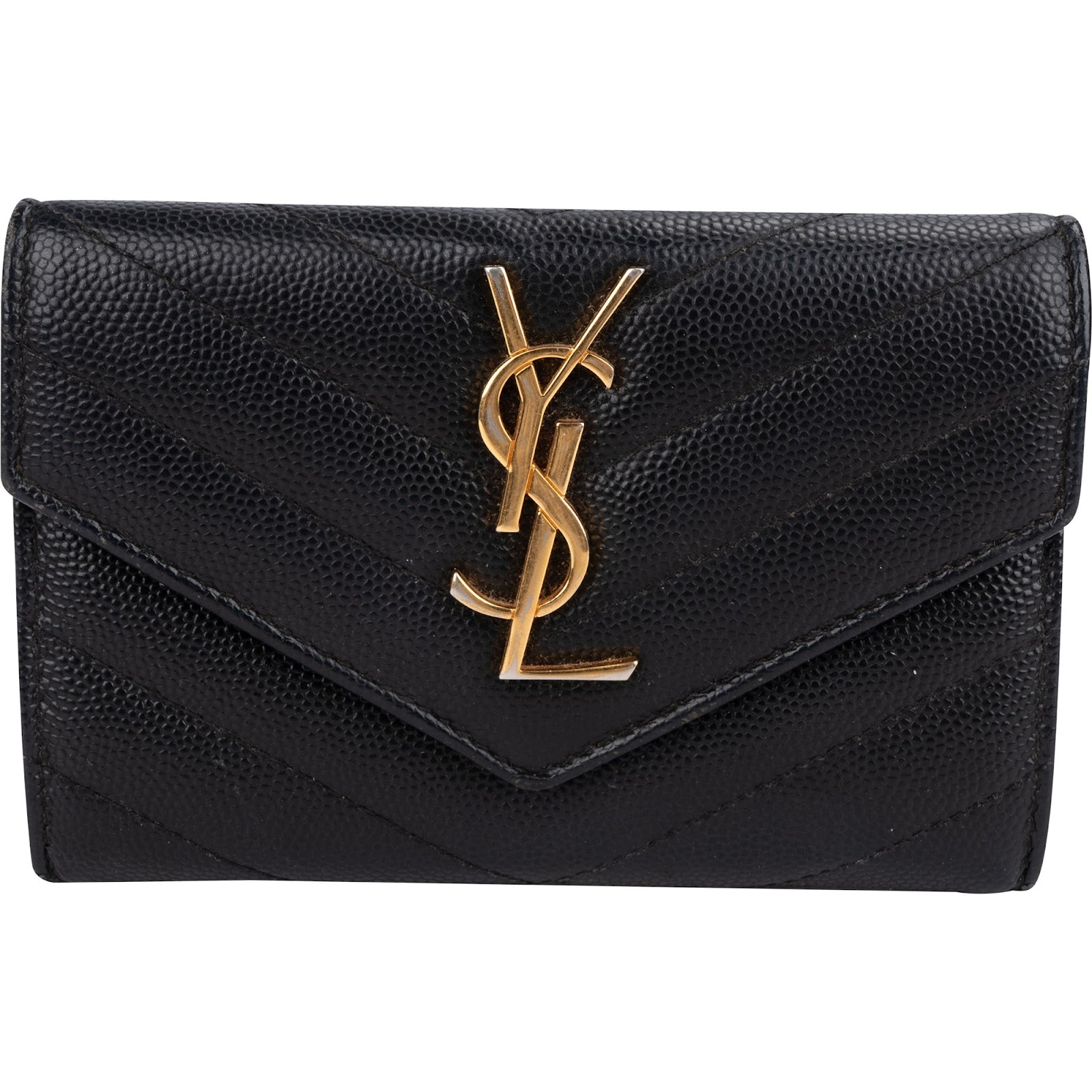 Yves Saint Laurent Grain de Poudre Quilted Leather Envelope Wallet
