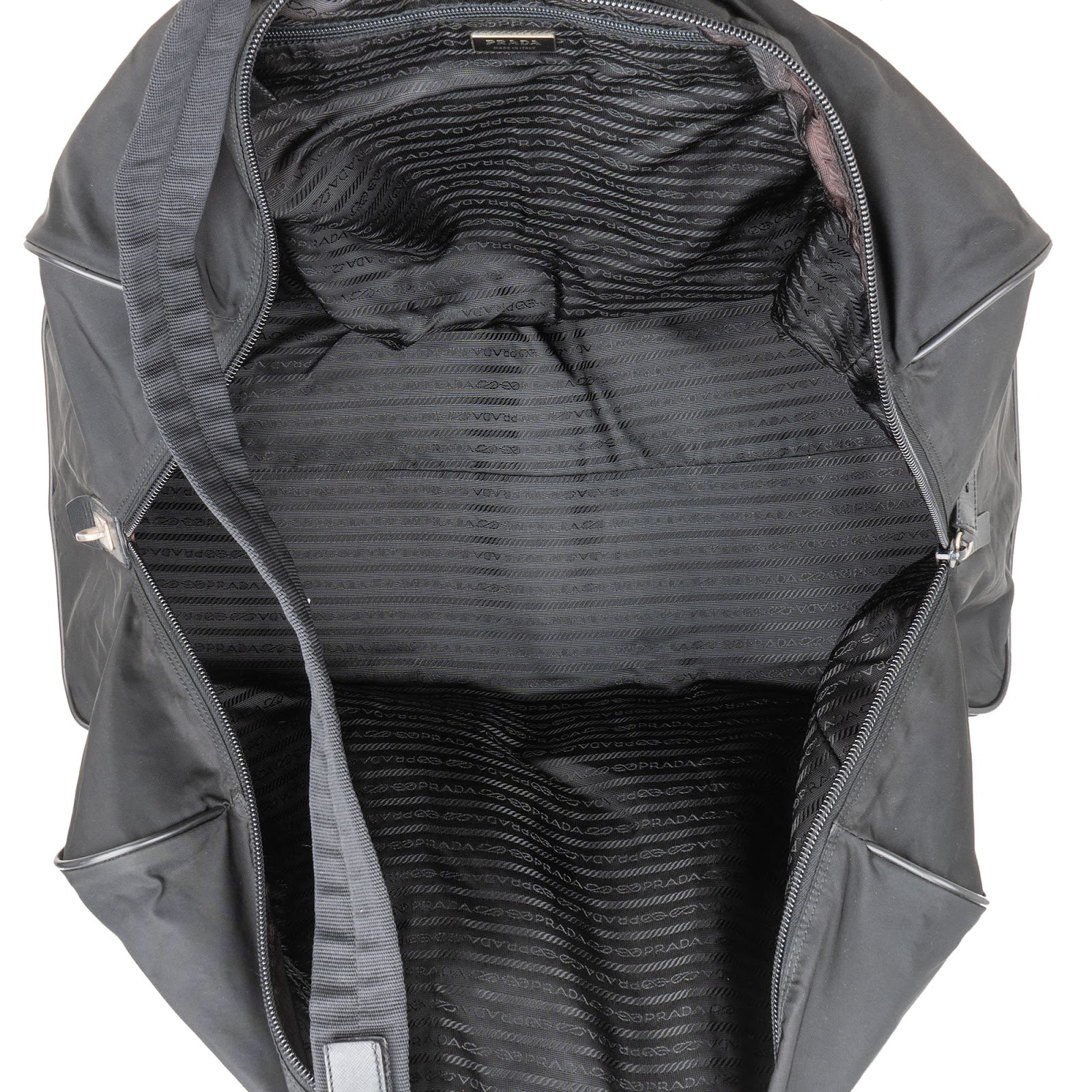 Prada Black Nylon Triangle Duffle Bag 55