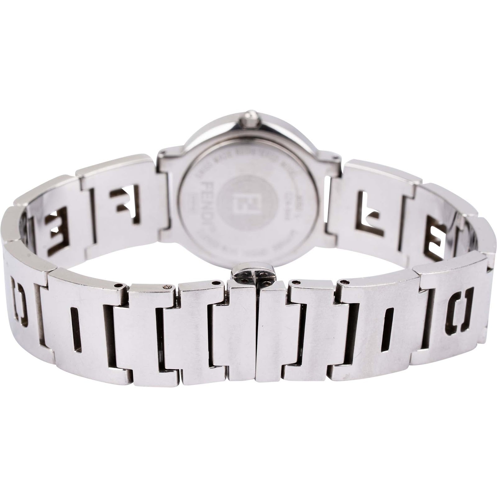 Fendi Silver Tone Emblem Bracelet 3050L Damenuhr