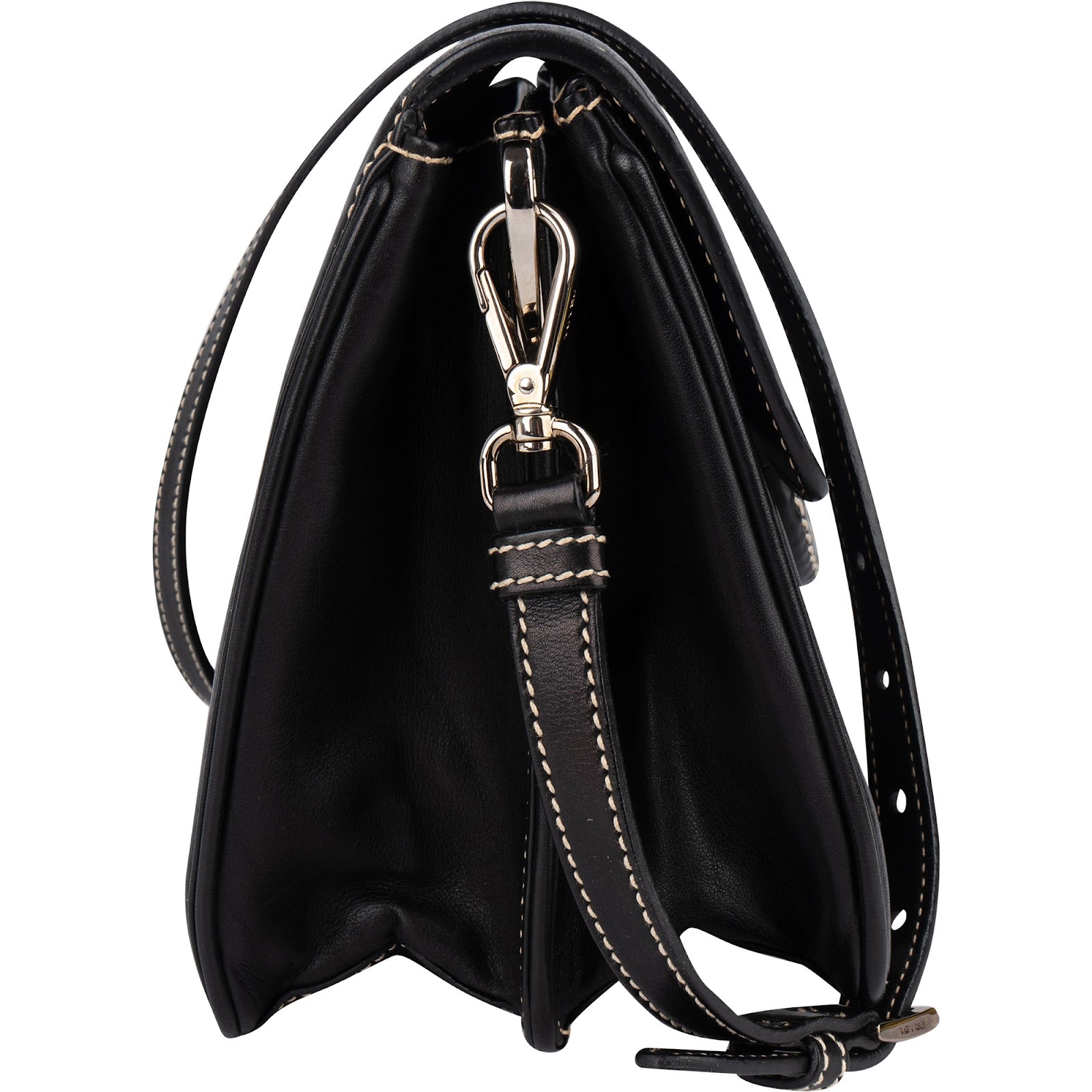 Prada Leather Contrast Stitch Flap Crossbody Bag