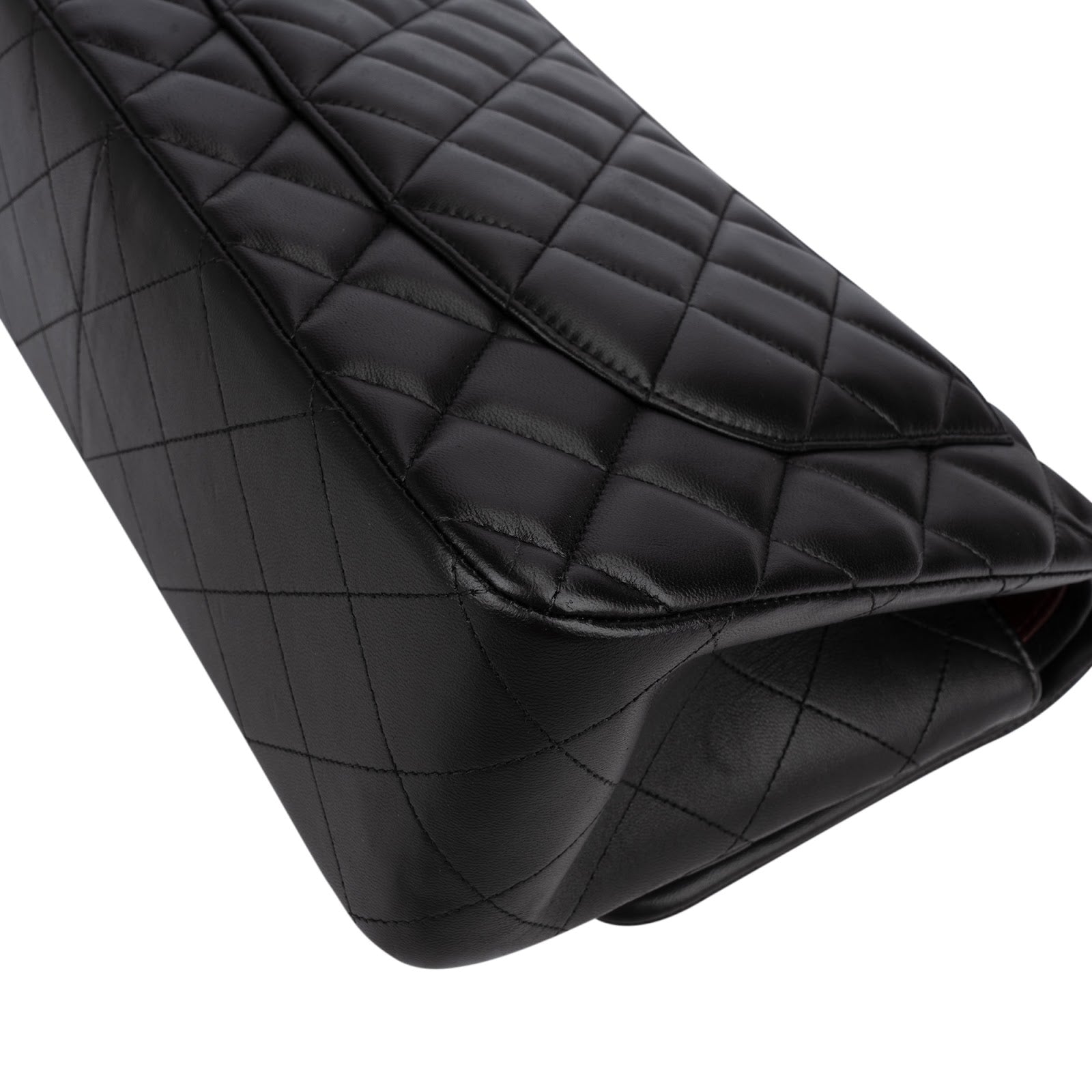Chanel Quilted Lambskin Palladium Jumbo Double Flap Crossbody Bag