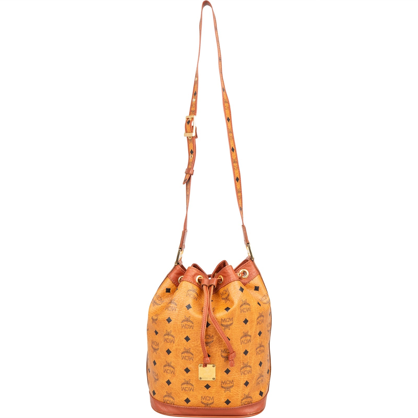 Sac à bandoulière type « bucket » MCM à cordon de serrage, motif Monogram Visetos