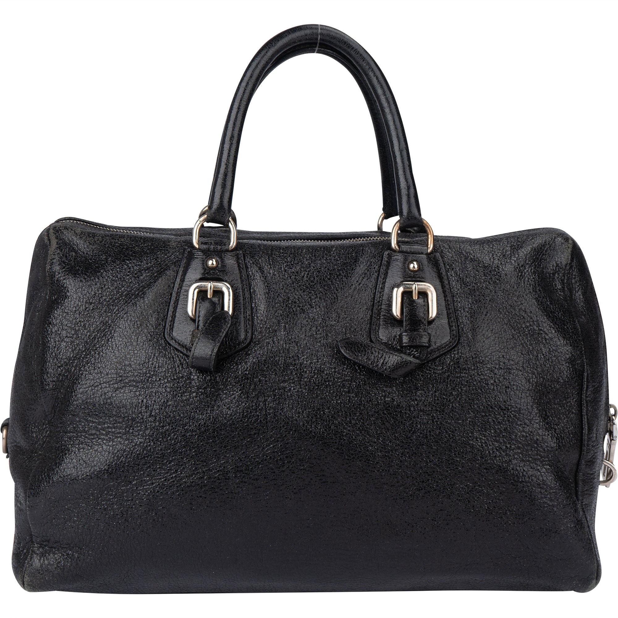 Prada Shimmering Leather City Boston Bag