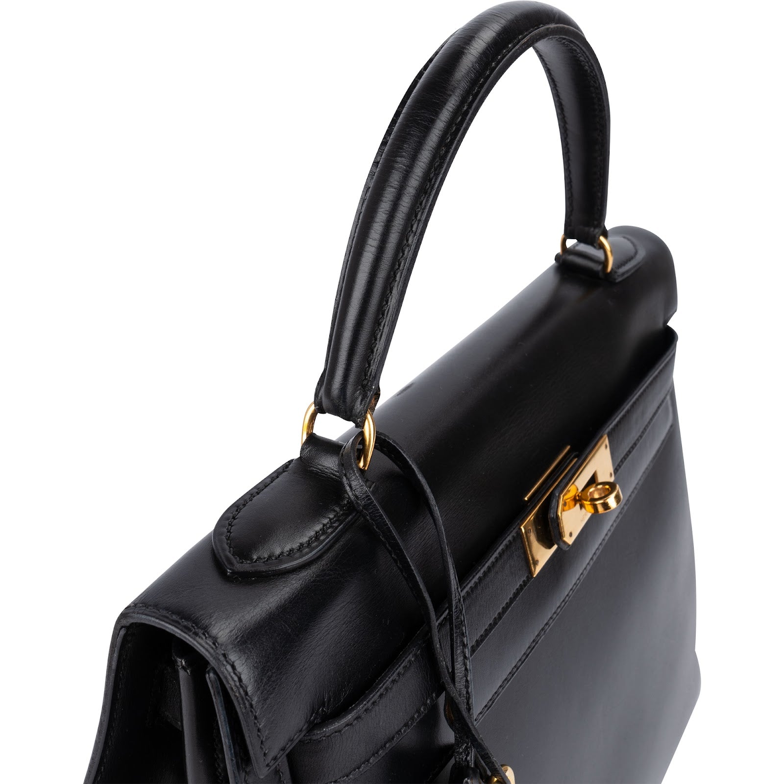Hermès Noir Boxcalf Leather Kelly 32 Handbag