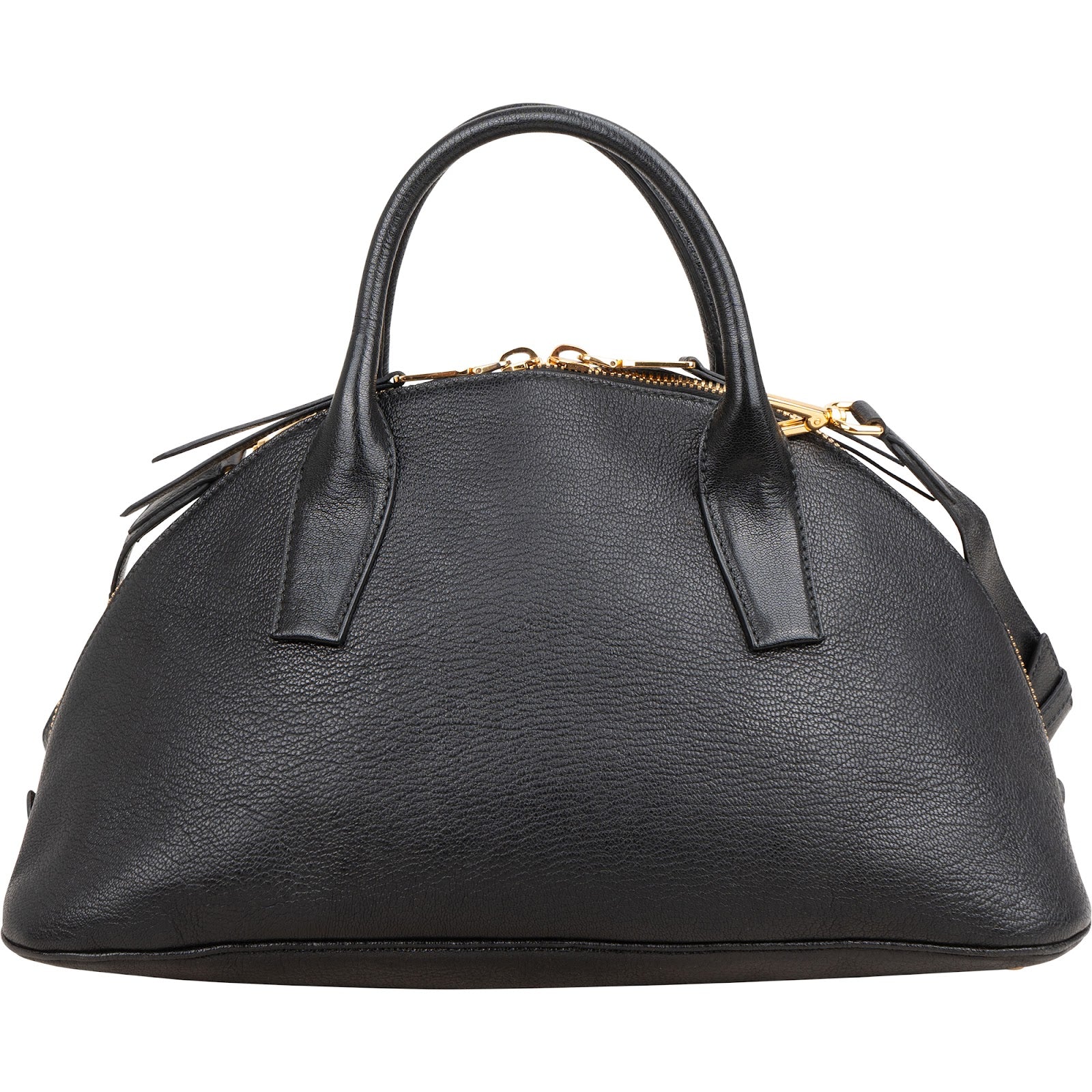 Miu Miu Black Madras Leather Dome Satchel Handbag