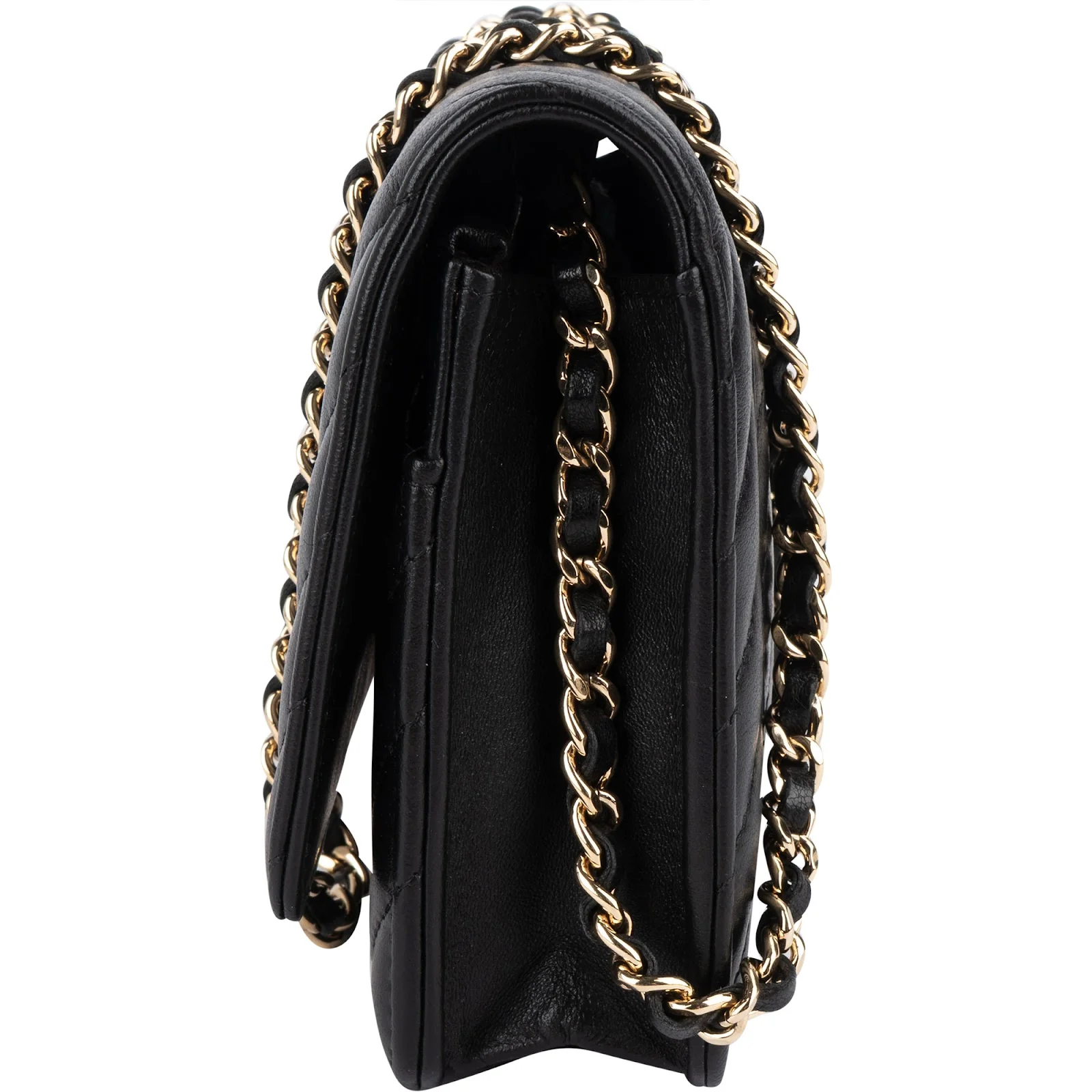 Chanel Quilted Chevron Lambskin Wallet on Chain Crossbody Bag