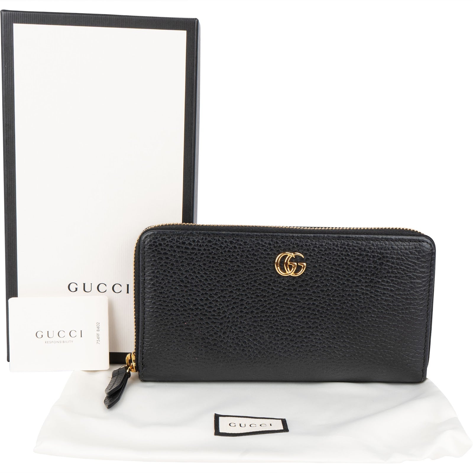 Gucci Pebbled Leather GG Zip Around Wallet