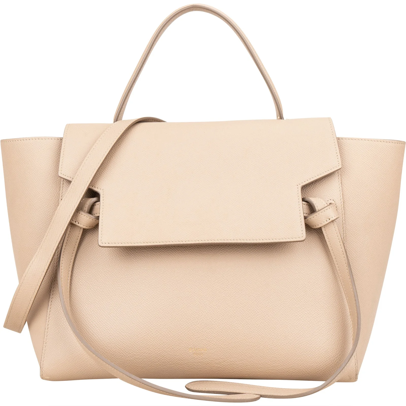 Celine Beige Leather Grained Calfskin Belt Handbag