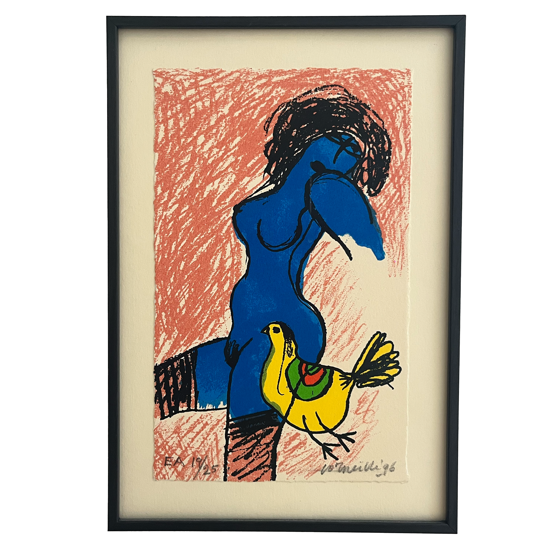 Corneille  - Femme à l'Oiseau - Lithografie