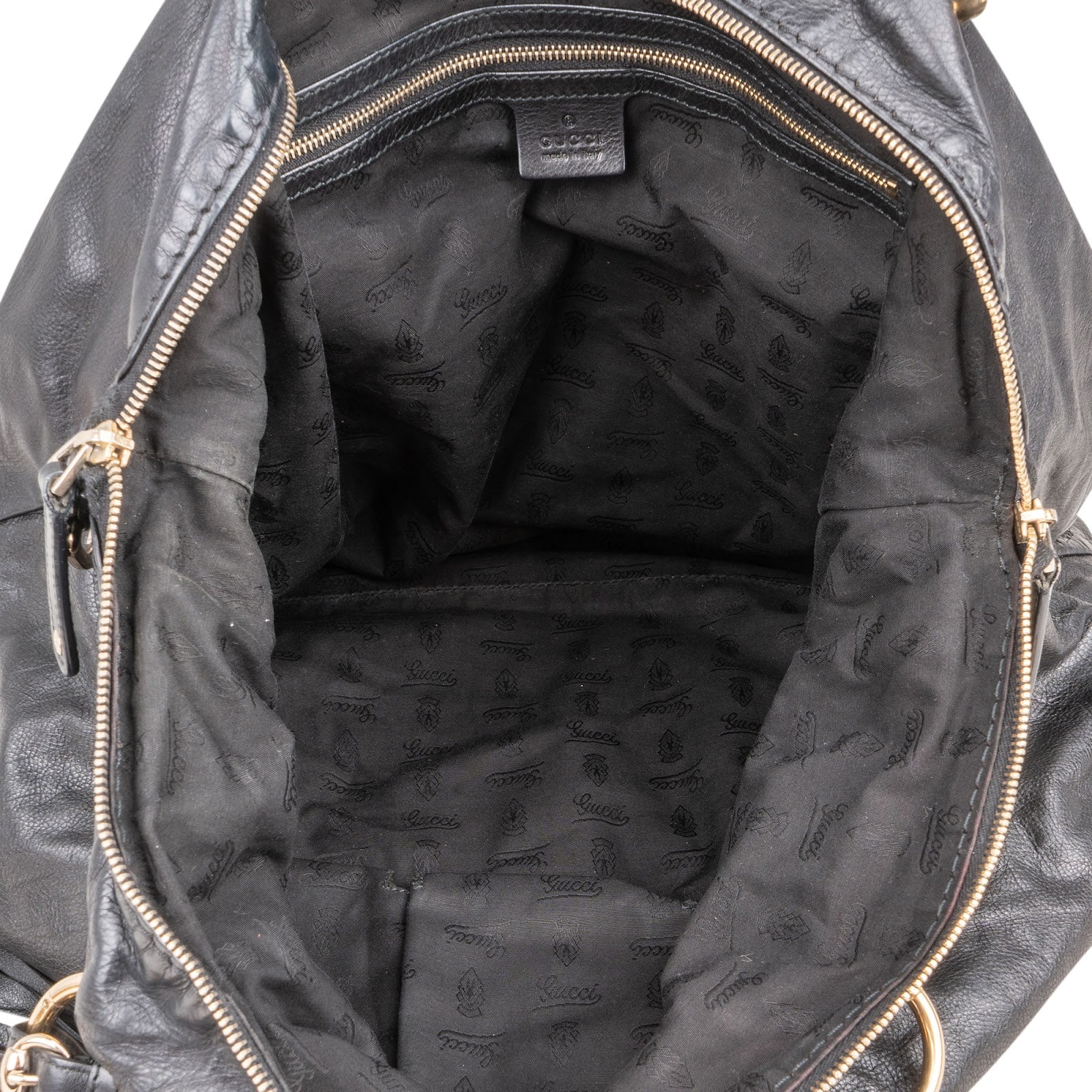 Gucci Black Leather Indy Bamboo Shoulder Bag