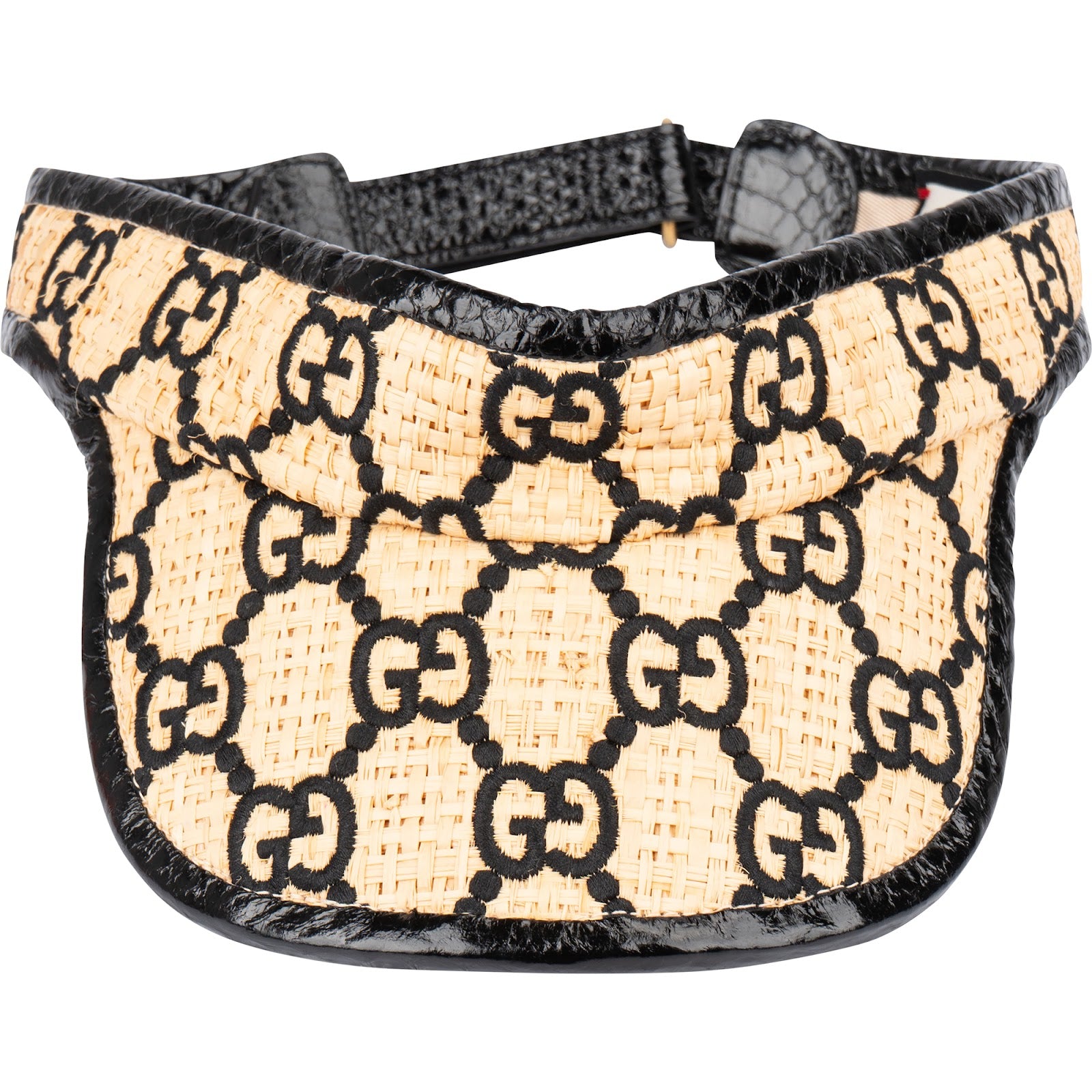 GUCCI - Chapeau à visière GG en cuir et raphia multicolore