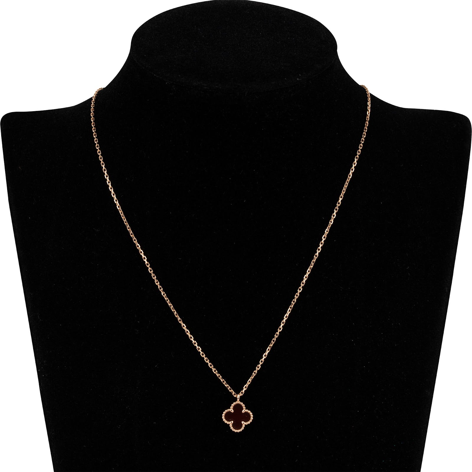 Van Cleef & Arpels – Mini Alhambra Halskette mit Karneol-Anhänger
