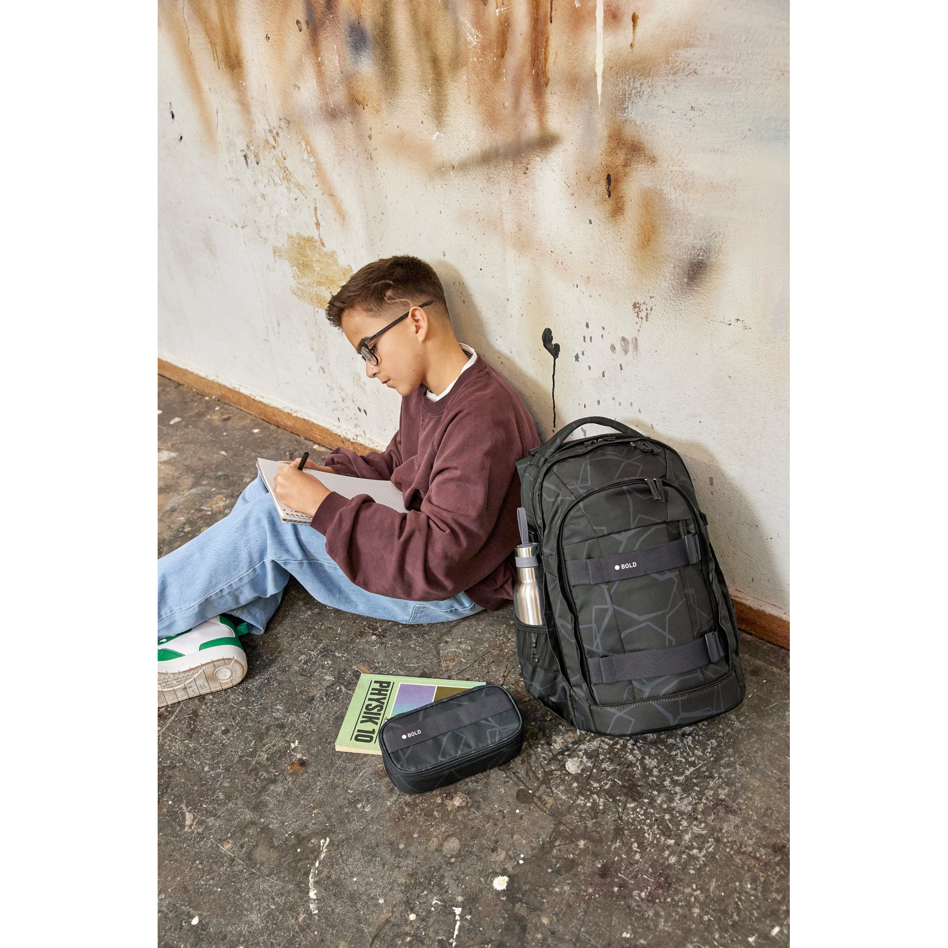 School Backpack Origin Bold - Edges Grey