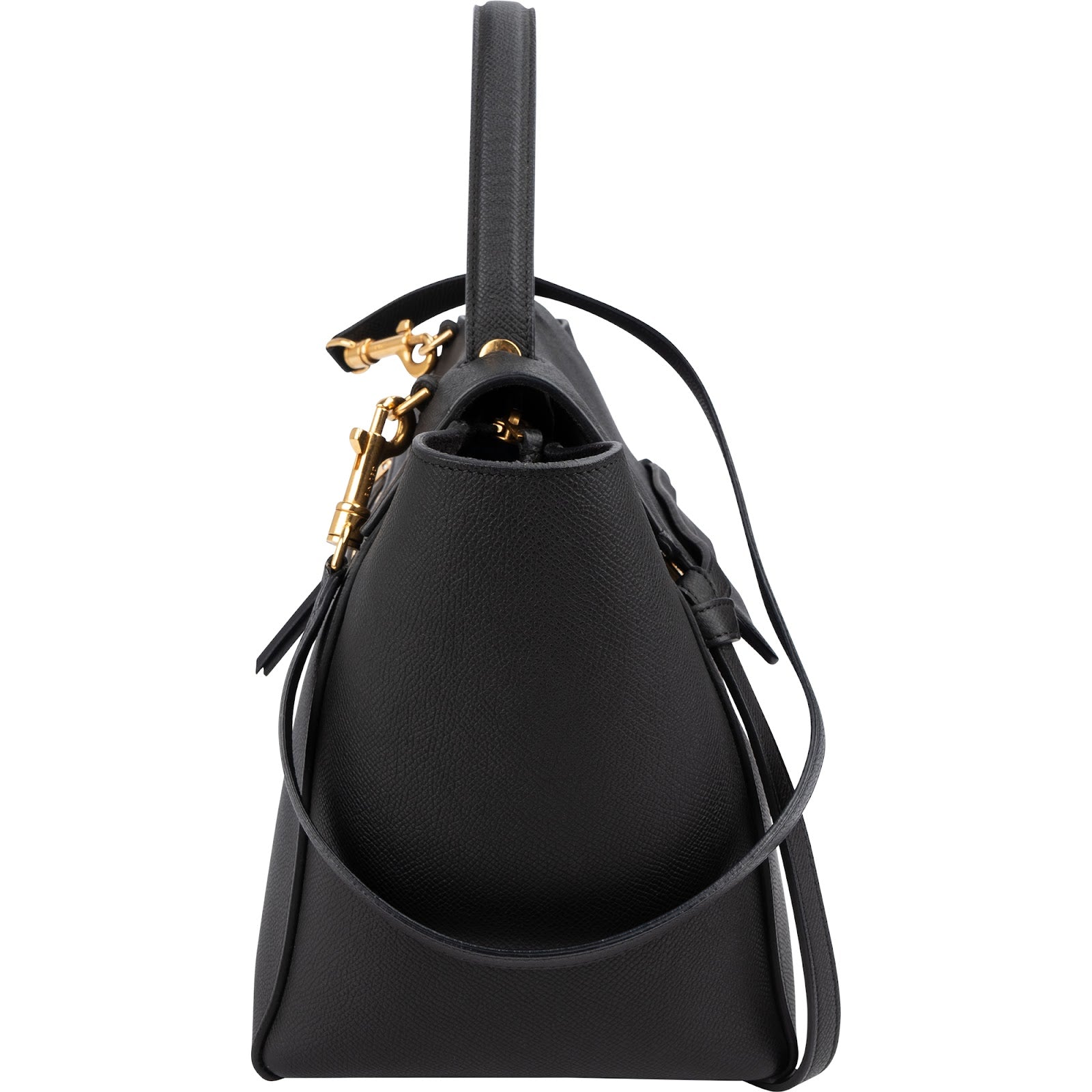 Céline Black Leather Grained Calfskin Belt Handbag