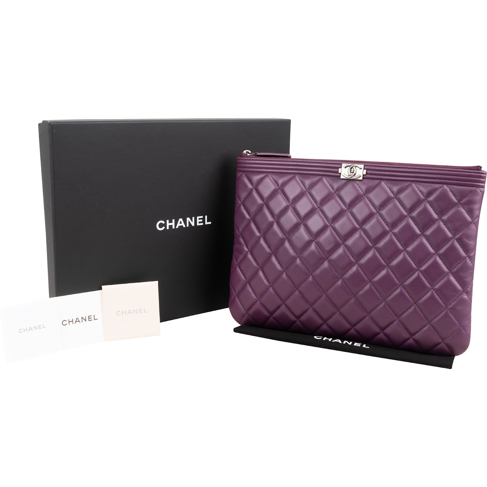 Chanel Quilted Lambskin CC Boy Clutch