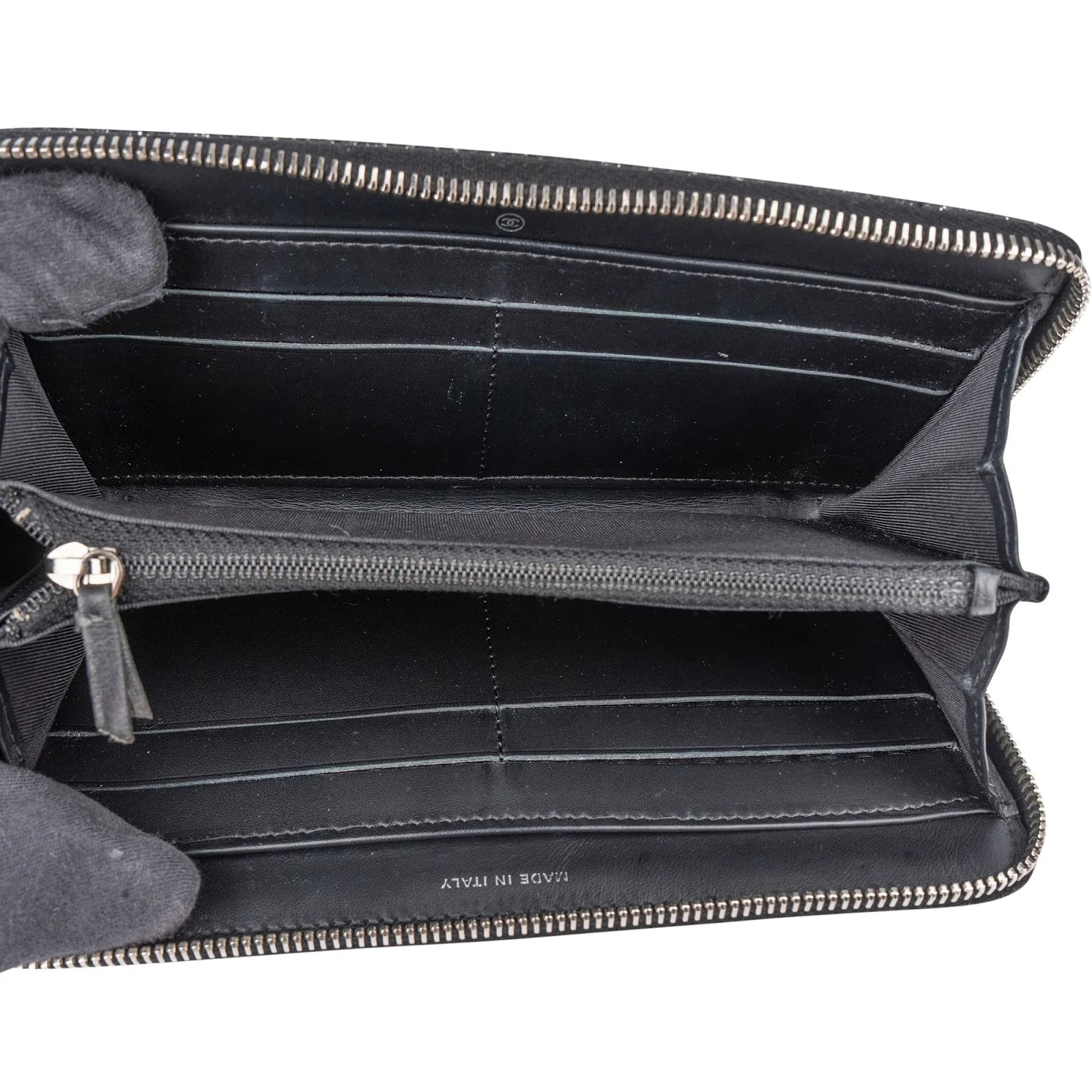 Chanel Quilted Glittered Caviar Leather CC Wallet